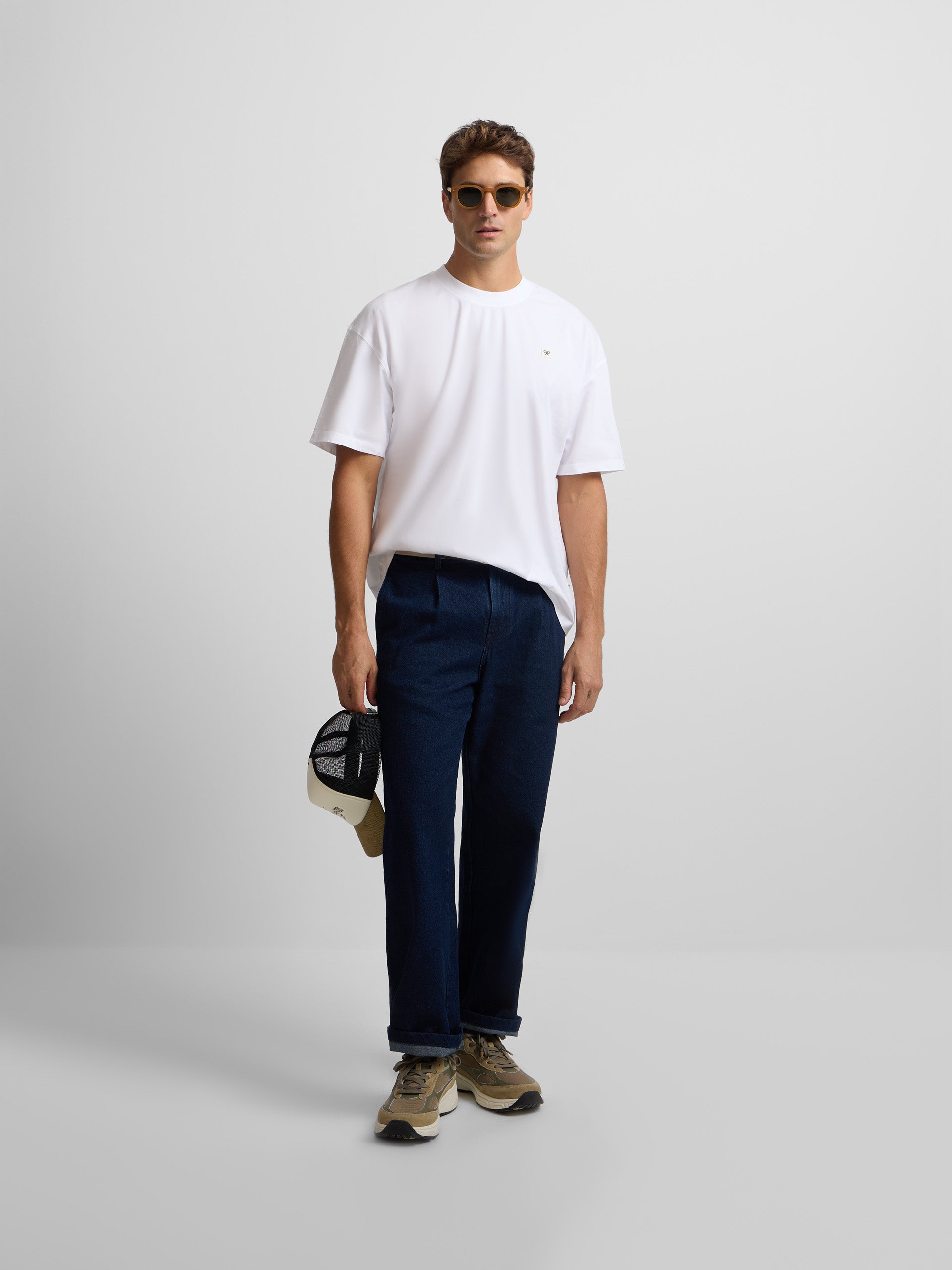 Plain white mini patch t-shirt