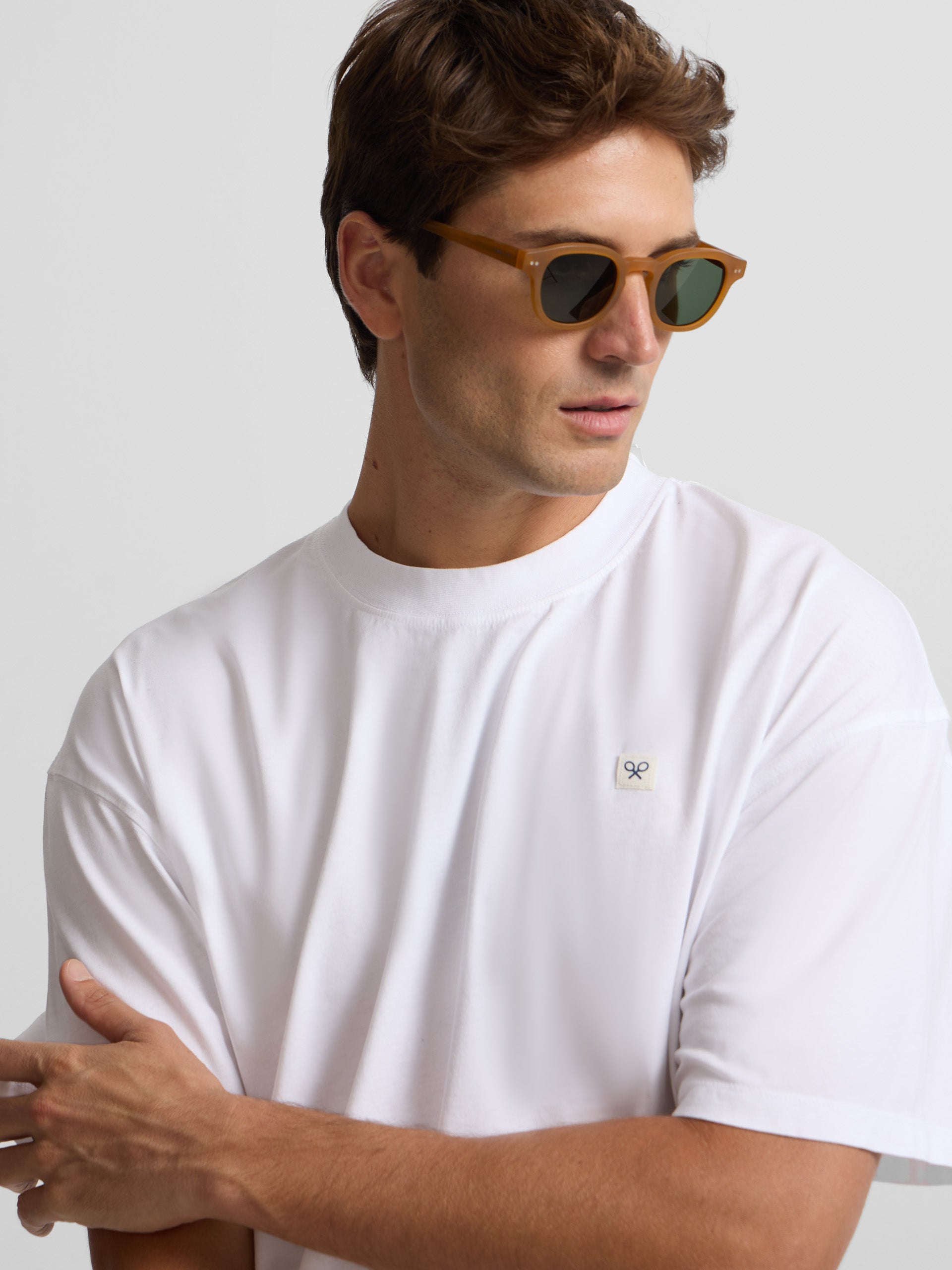 Plain white mini patch t-shirt