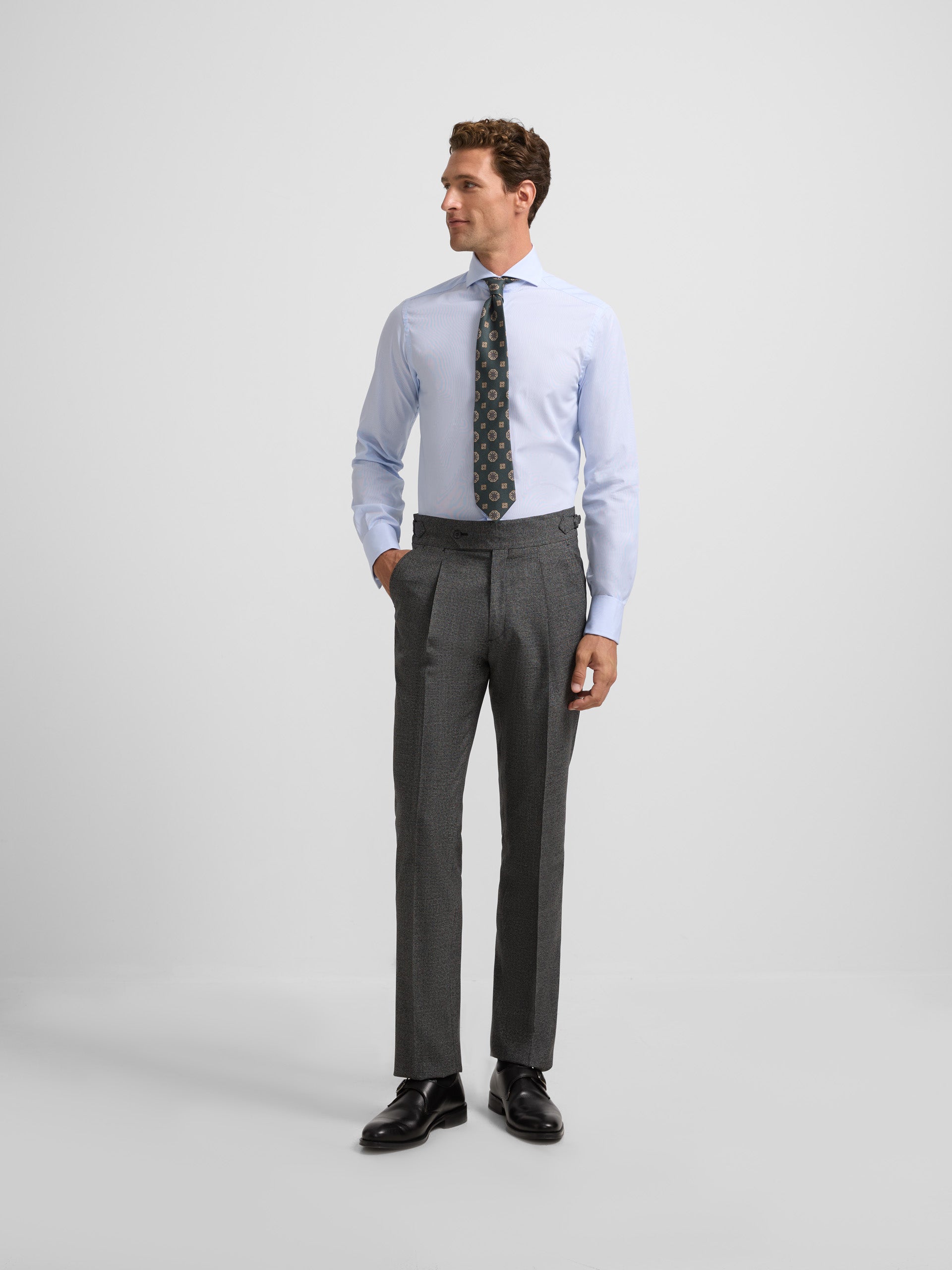 Pantalon traje pata de gallo gris