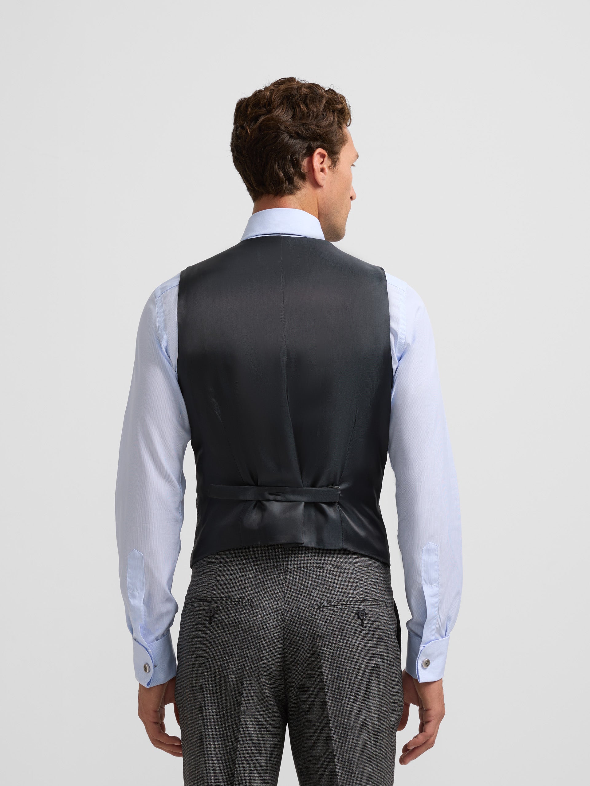 Chaleco recto traje pata de gallo gris