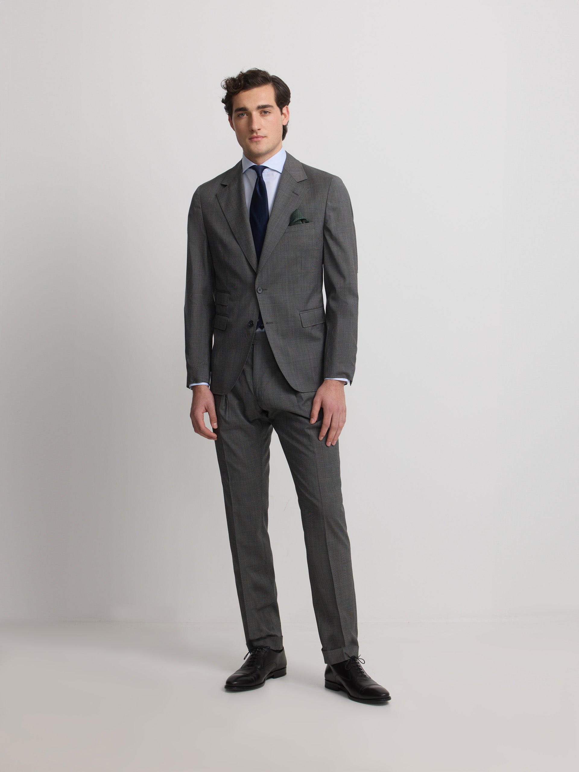 Americana traje clasico principe de gales gris