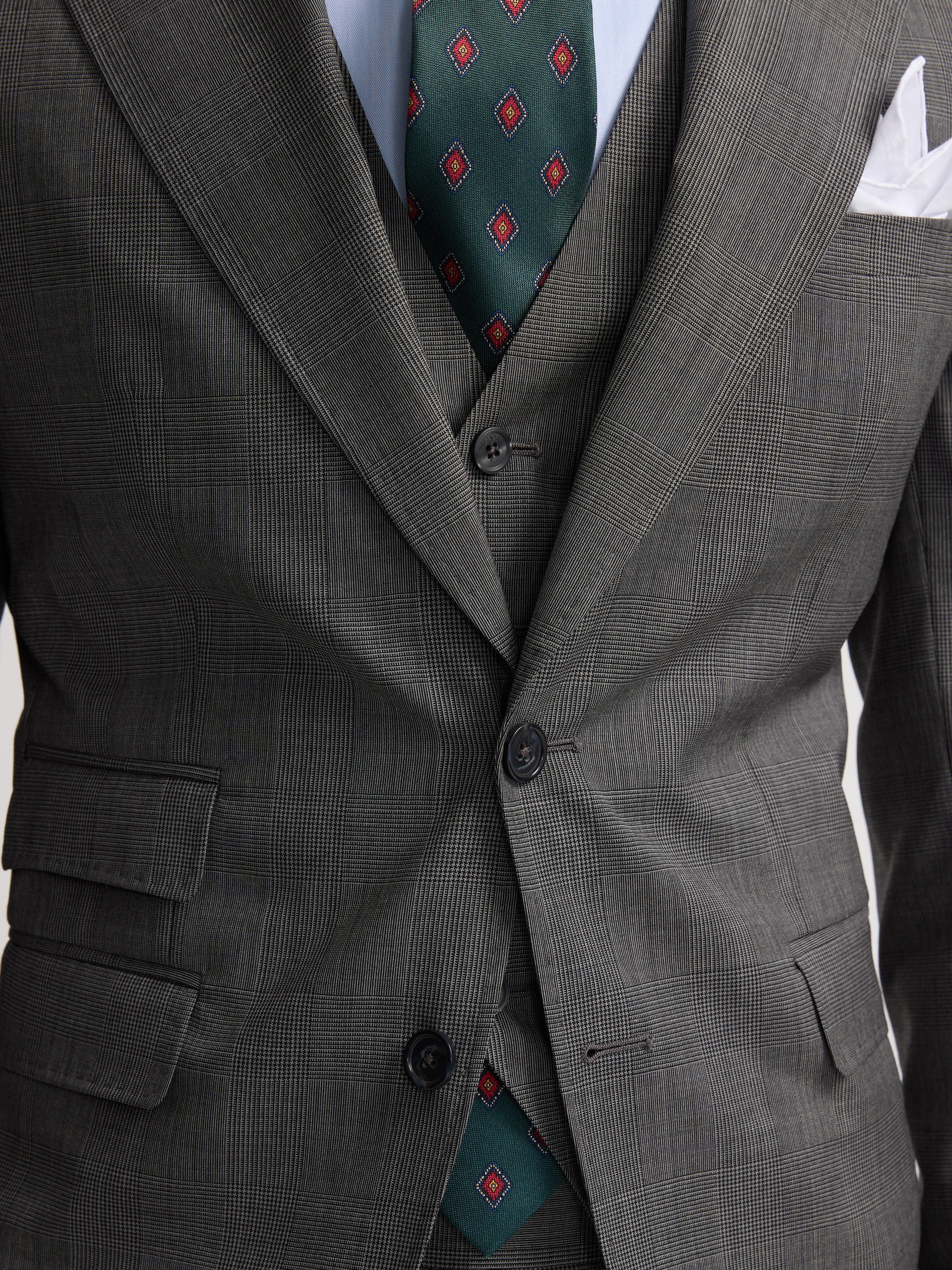 Blazer clássico príncipe de Gales cinzento