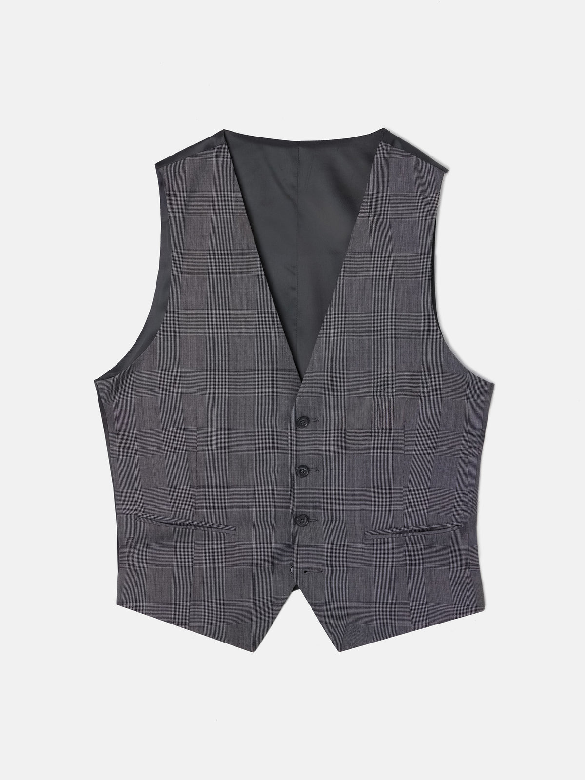Straight fit Prince of Wales grey suit vest
