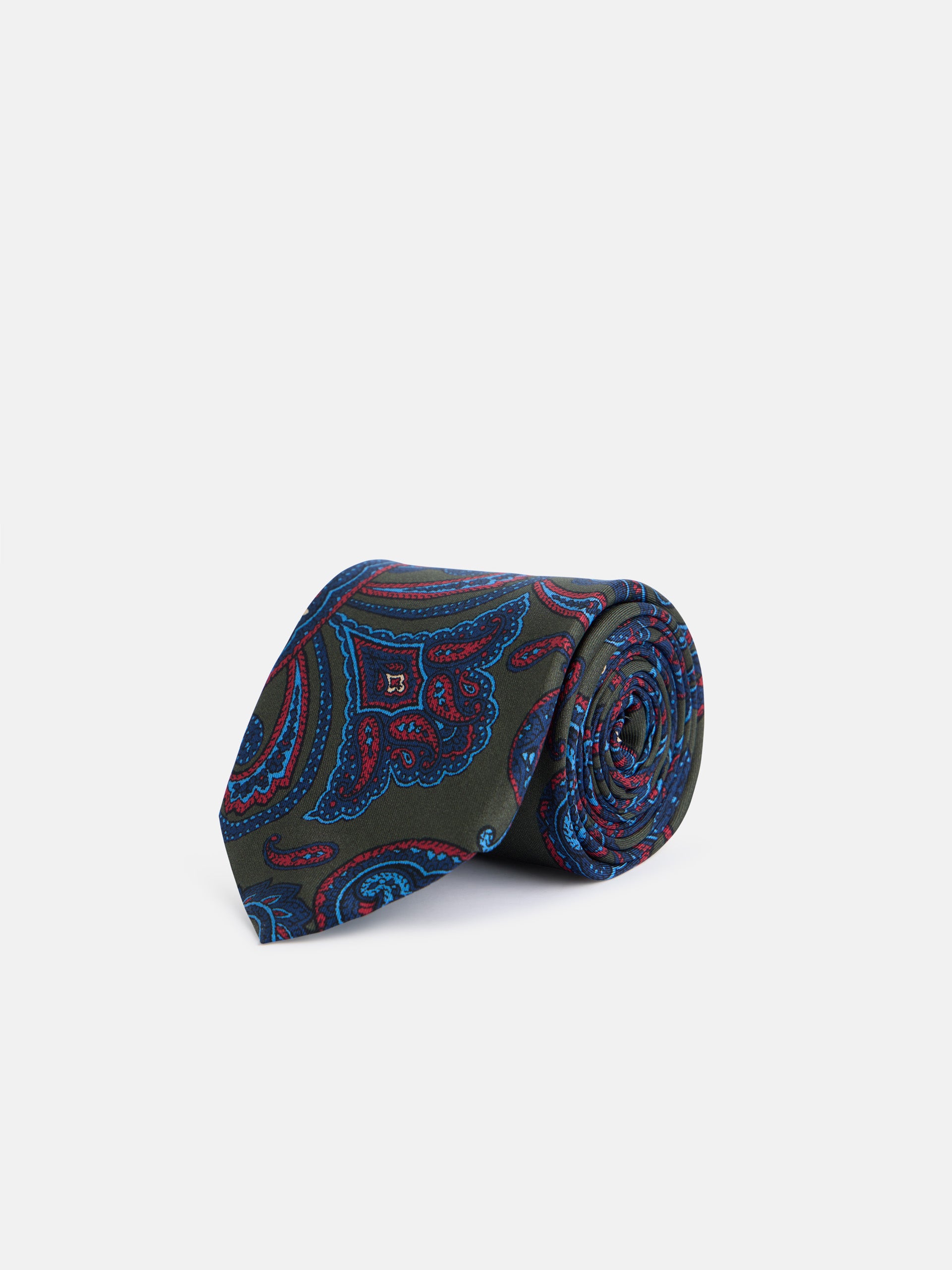 Corbata estampado cachemir verde