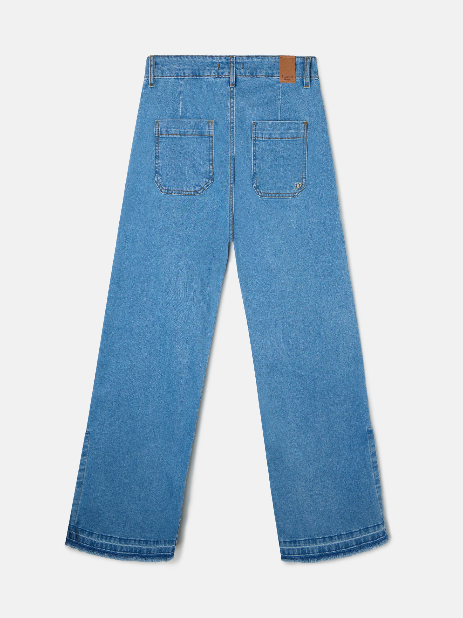 Calças culotte de ganga com bolsos