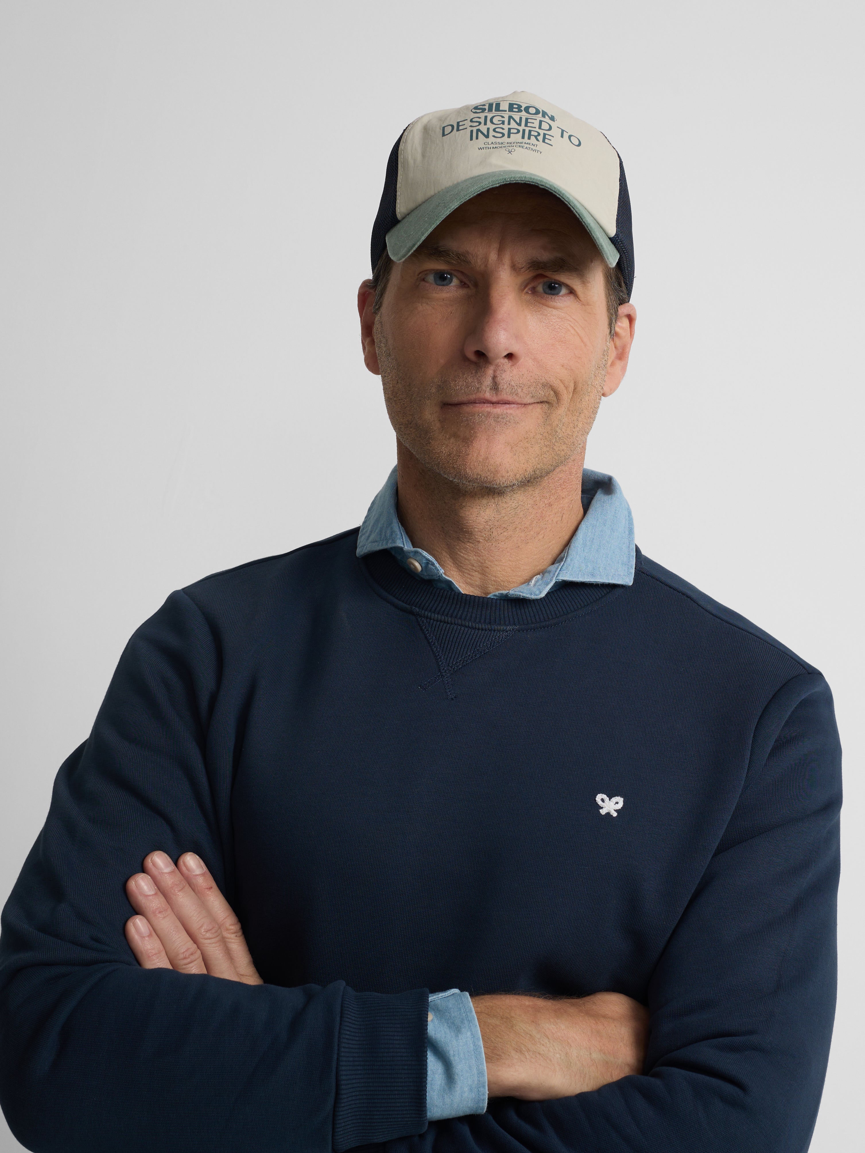Navy blue mini logo sweatshirt