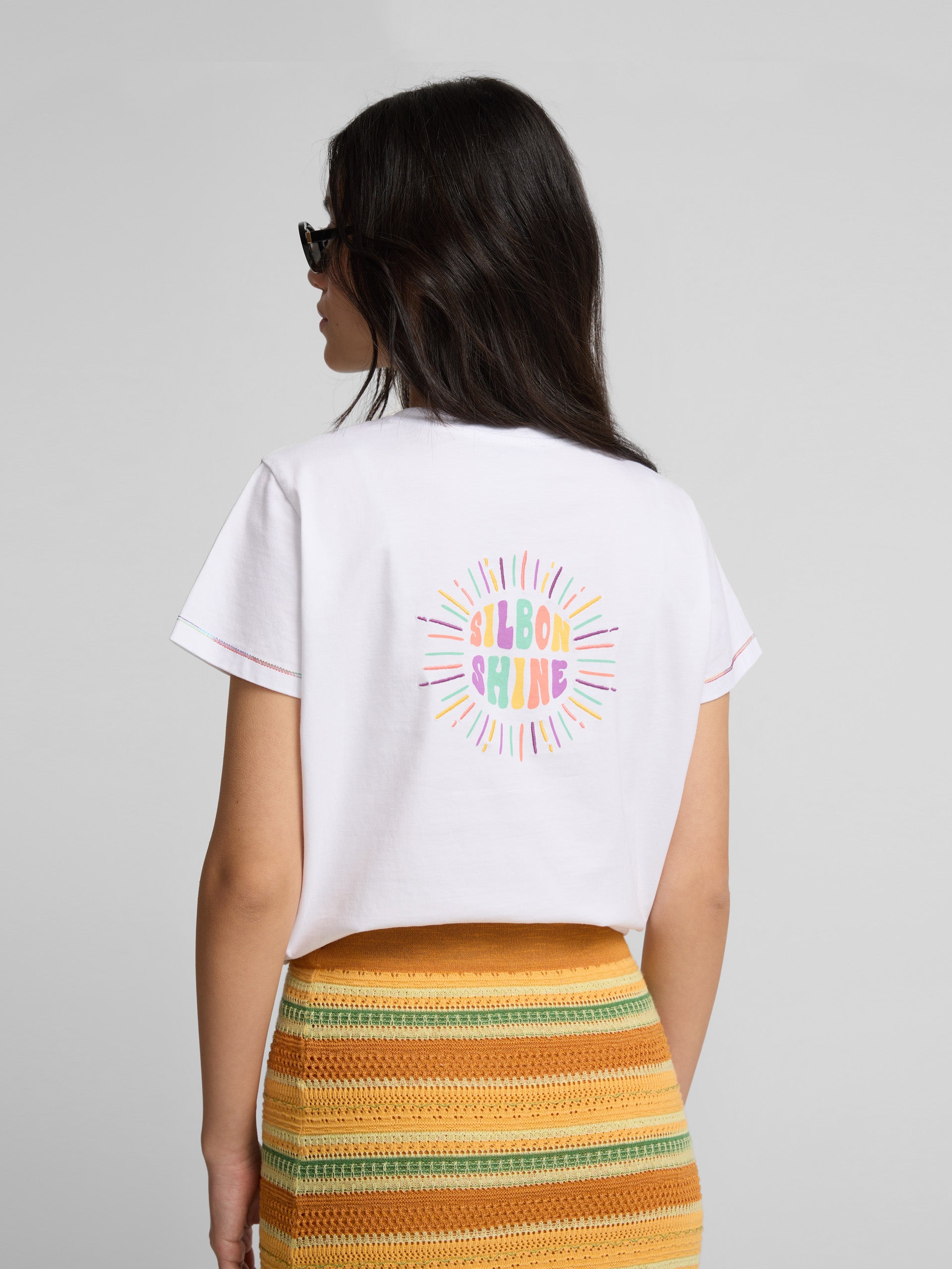 Silbón Camisas De Chorreras Mujer Camiseta Woman Silbon Shine Blanca