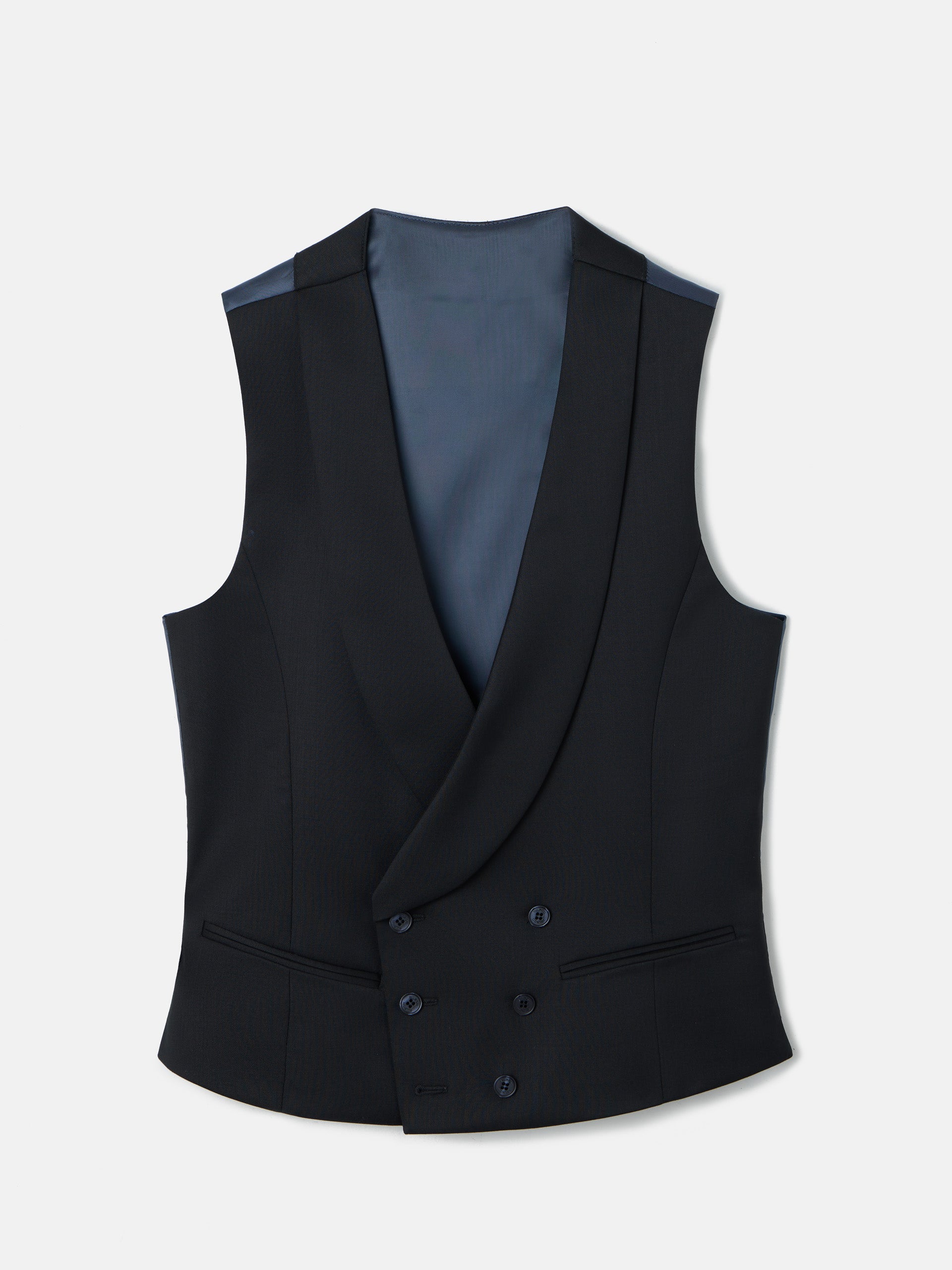 Black round neck stretch dress vest