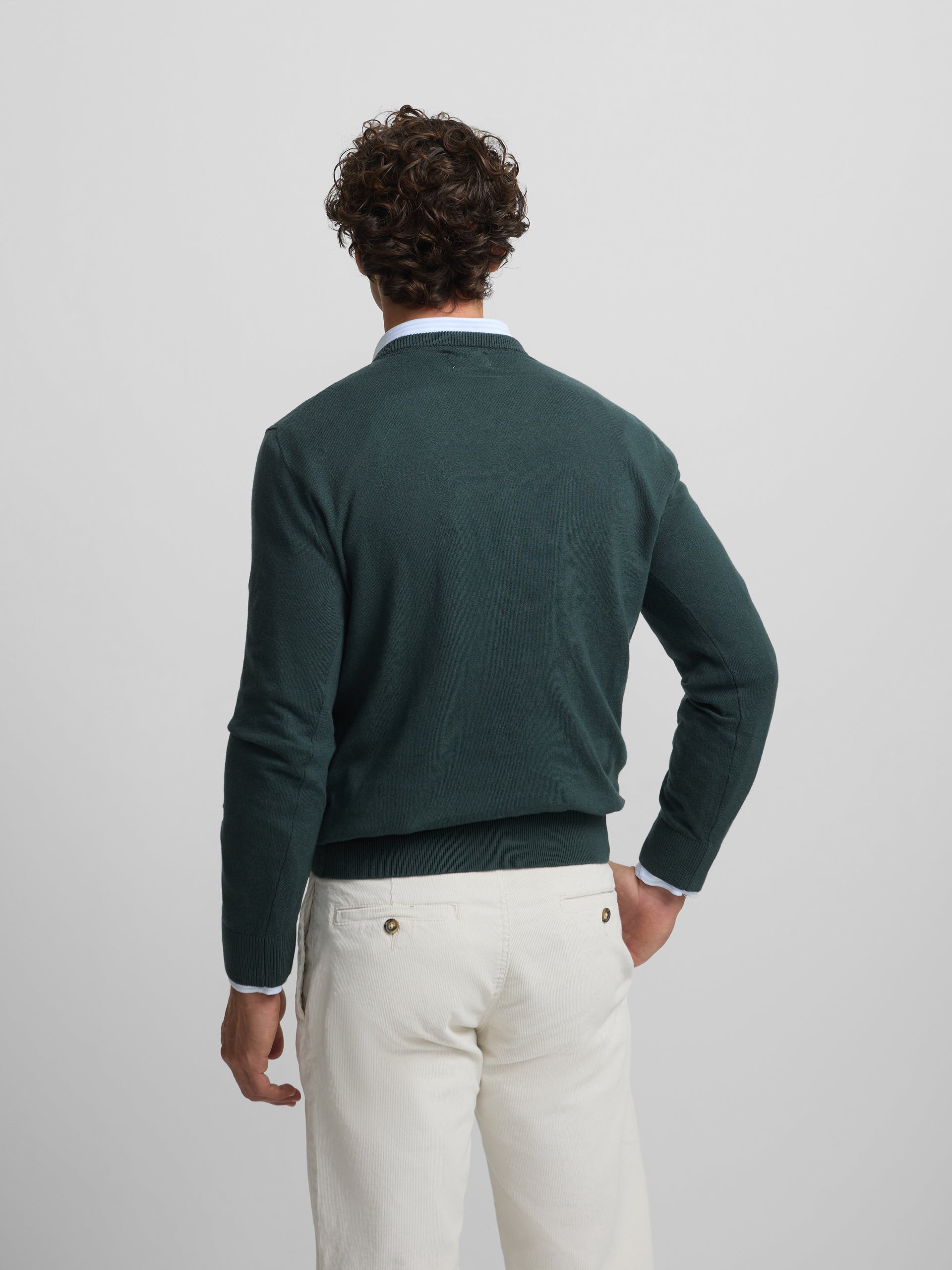 Jersey classic cuello pico verde oscuro