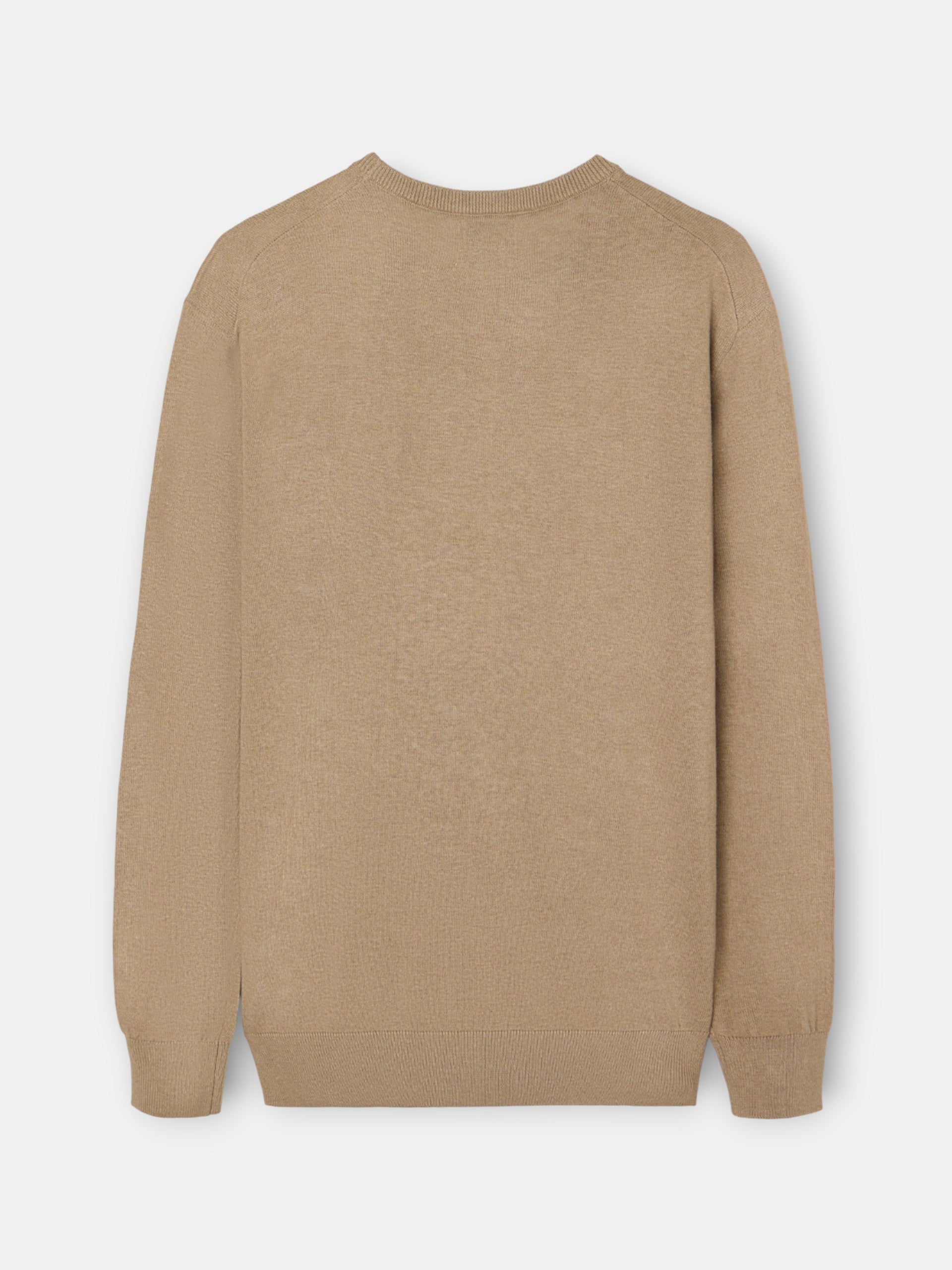 Pull col rond classique beige foncé