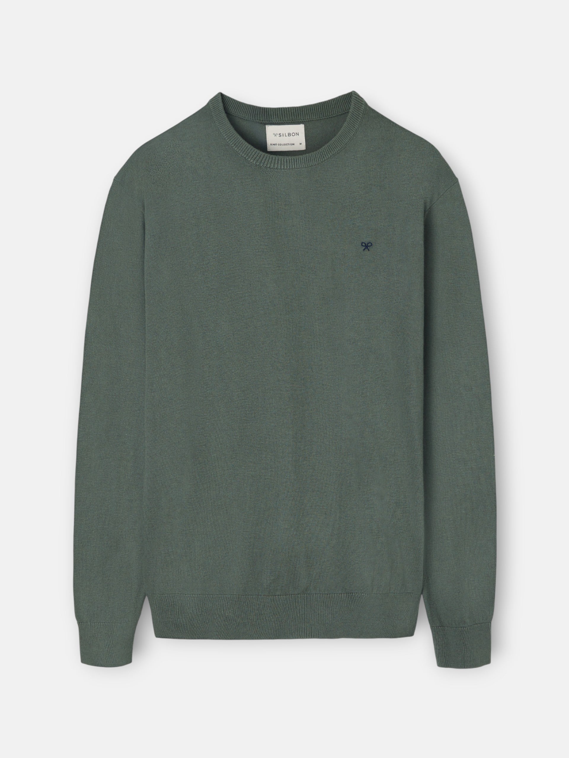 Pull col rond vert clair classique