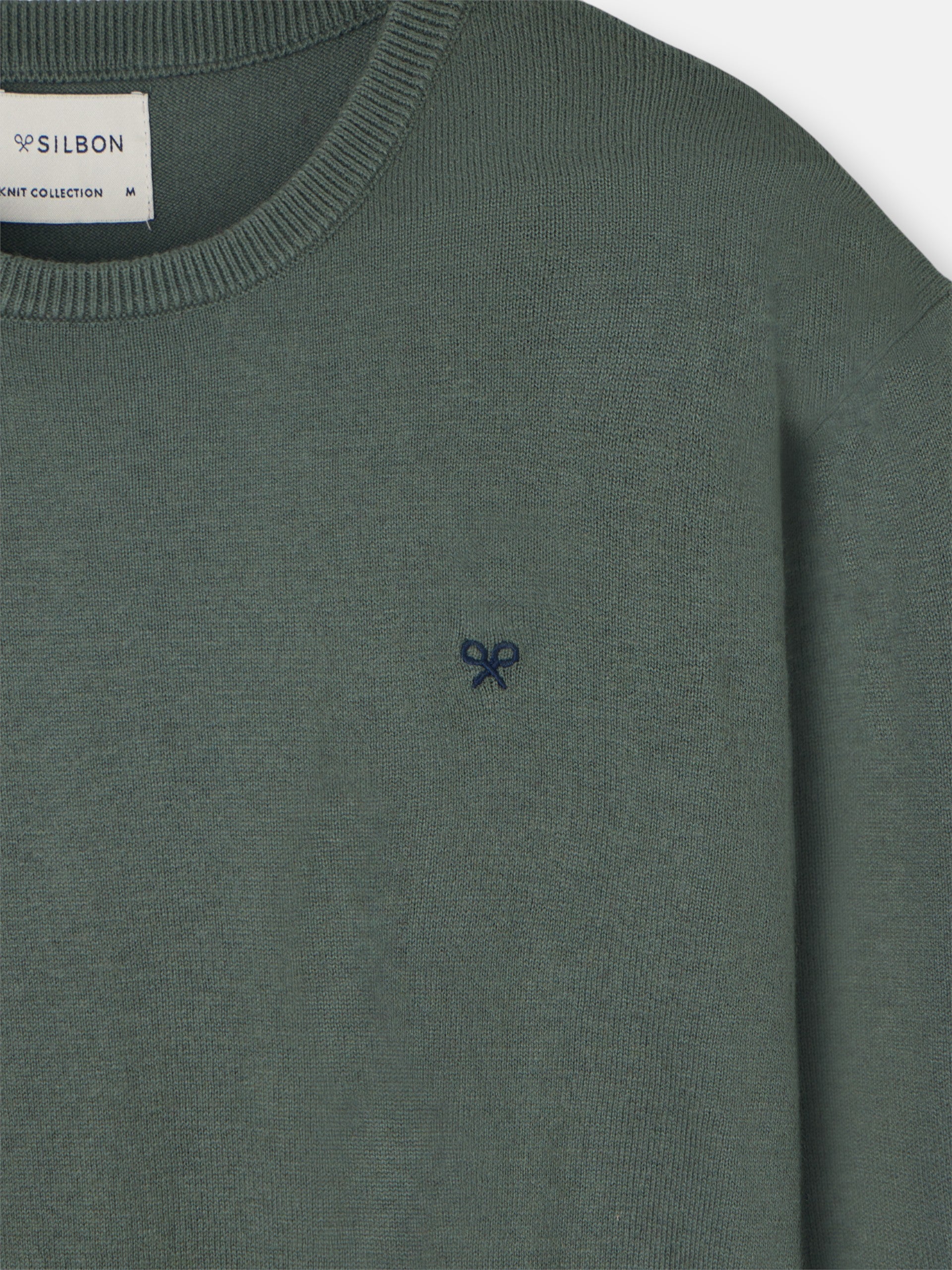 Pull col rond vert clair classique