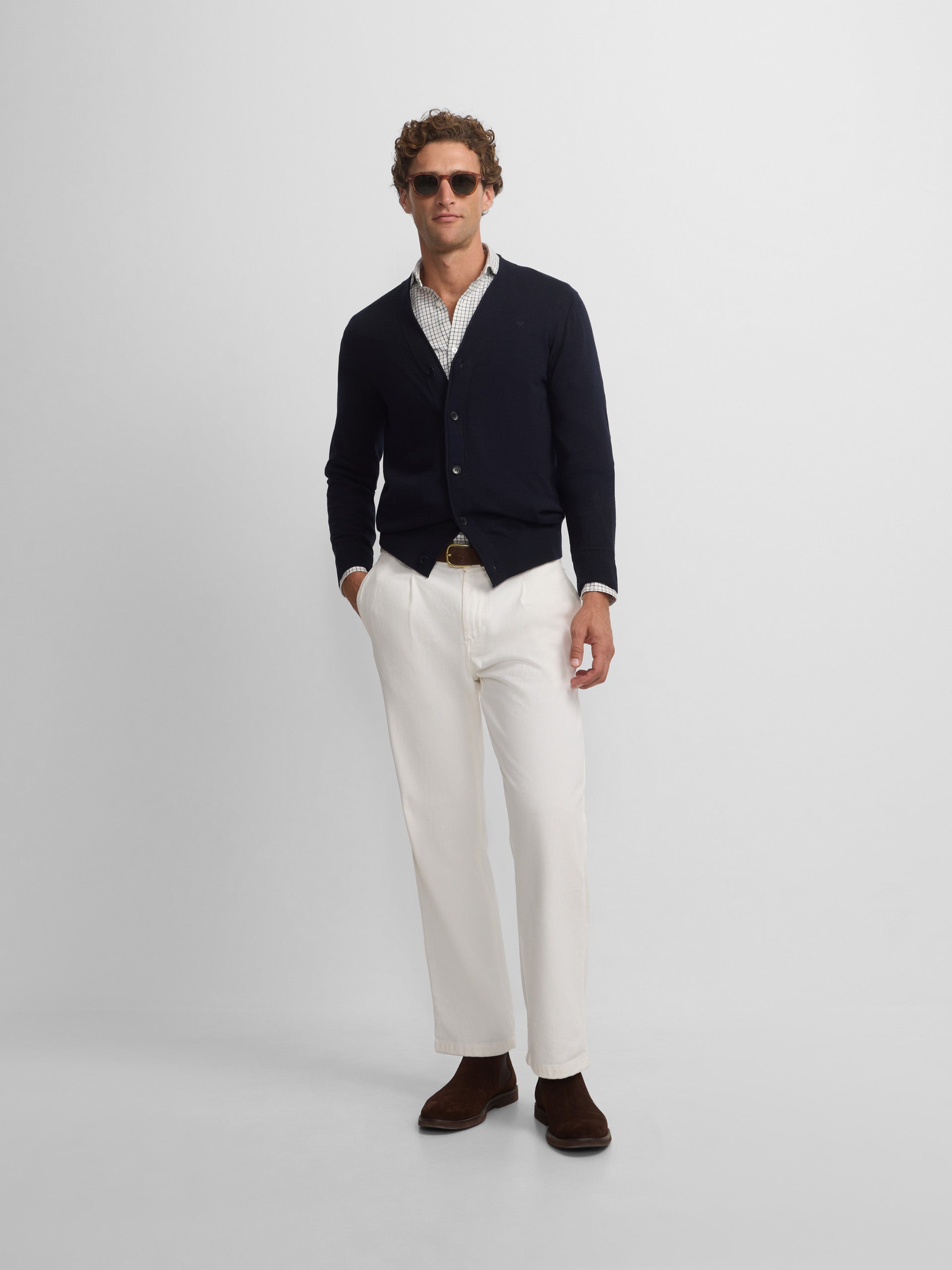 Cardigan clássico azul-marinho