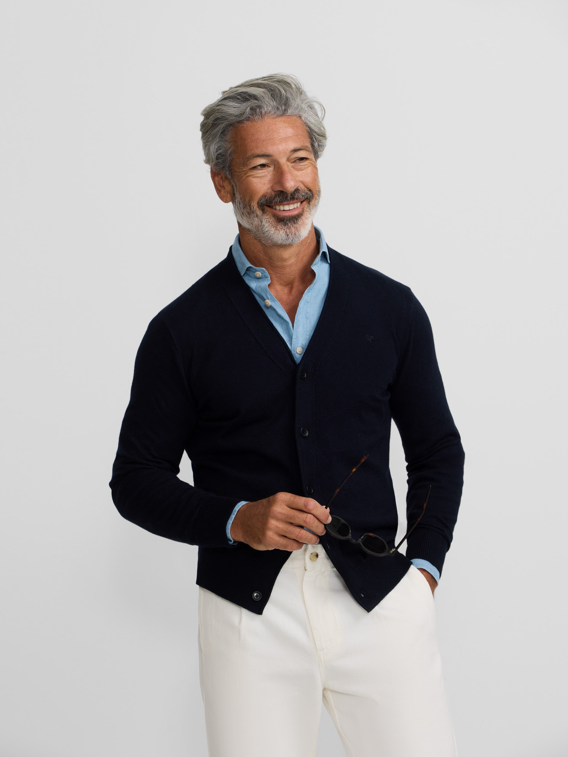 Cardigan clássico azul-marinho