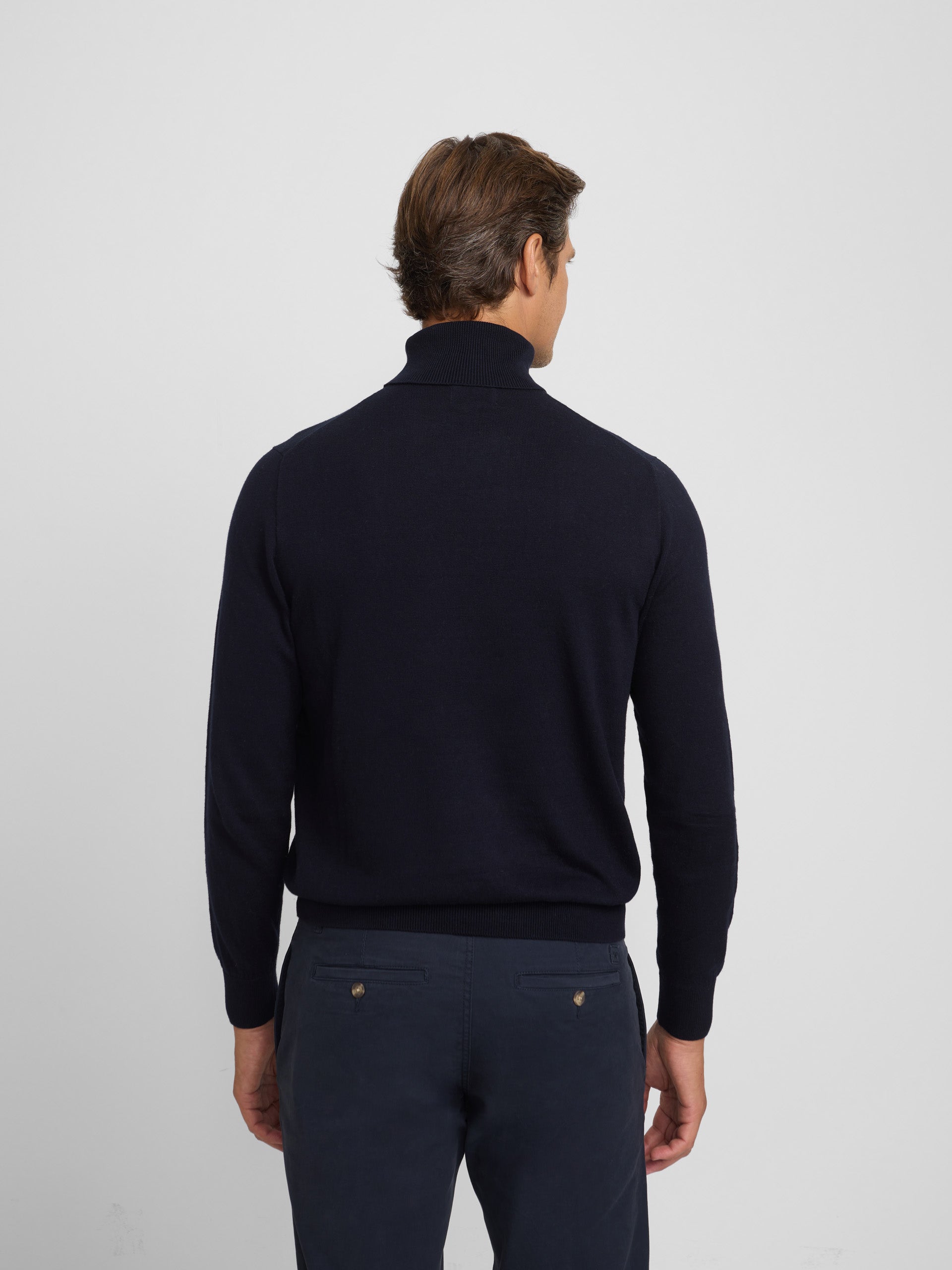 Classic navy blue turtleneck sweater