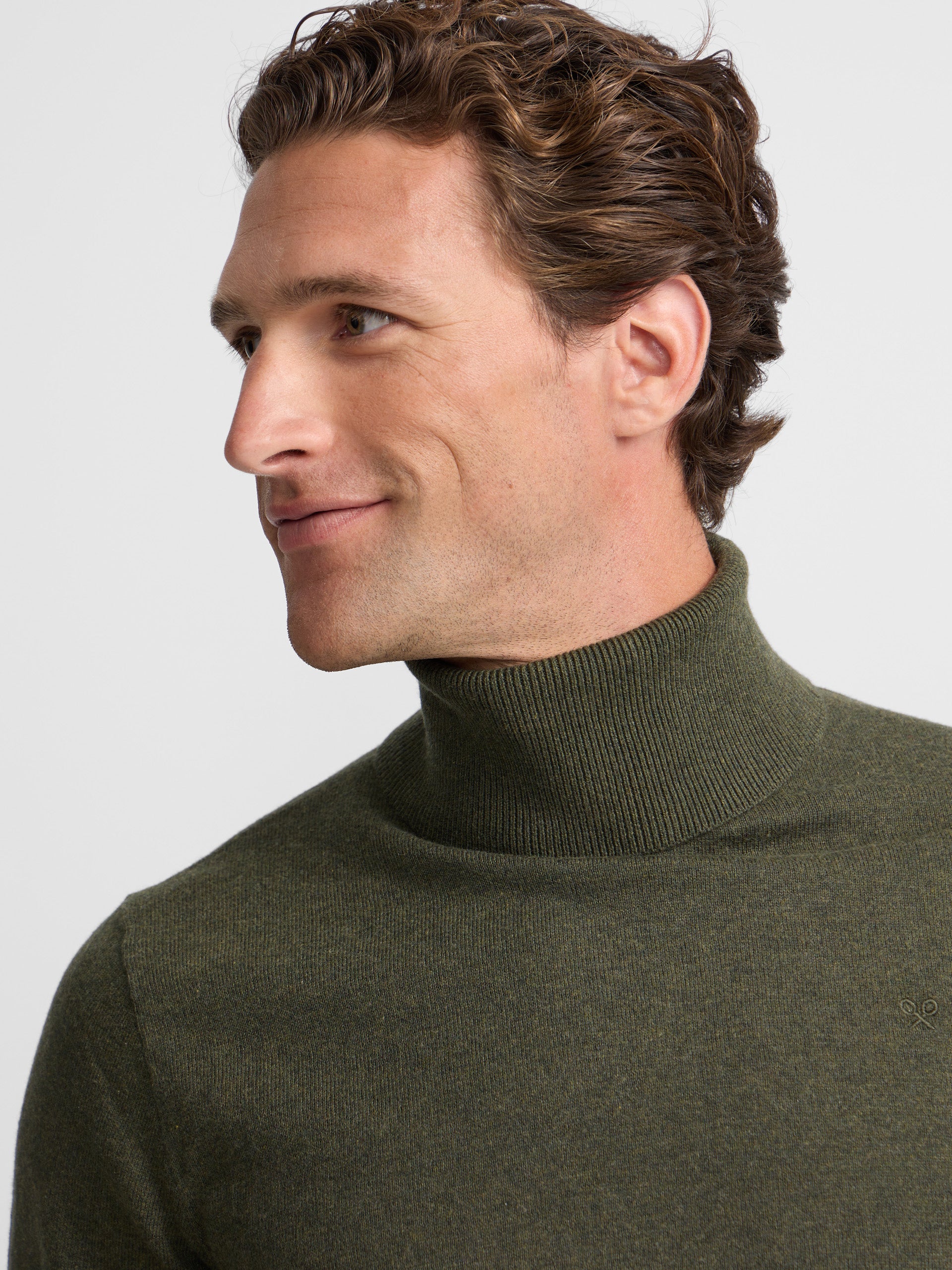 Classic green turtleneck sweater