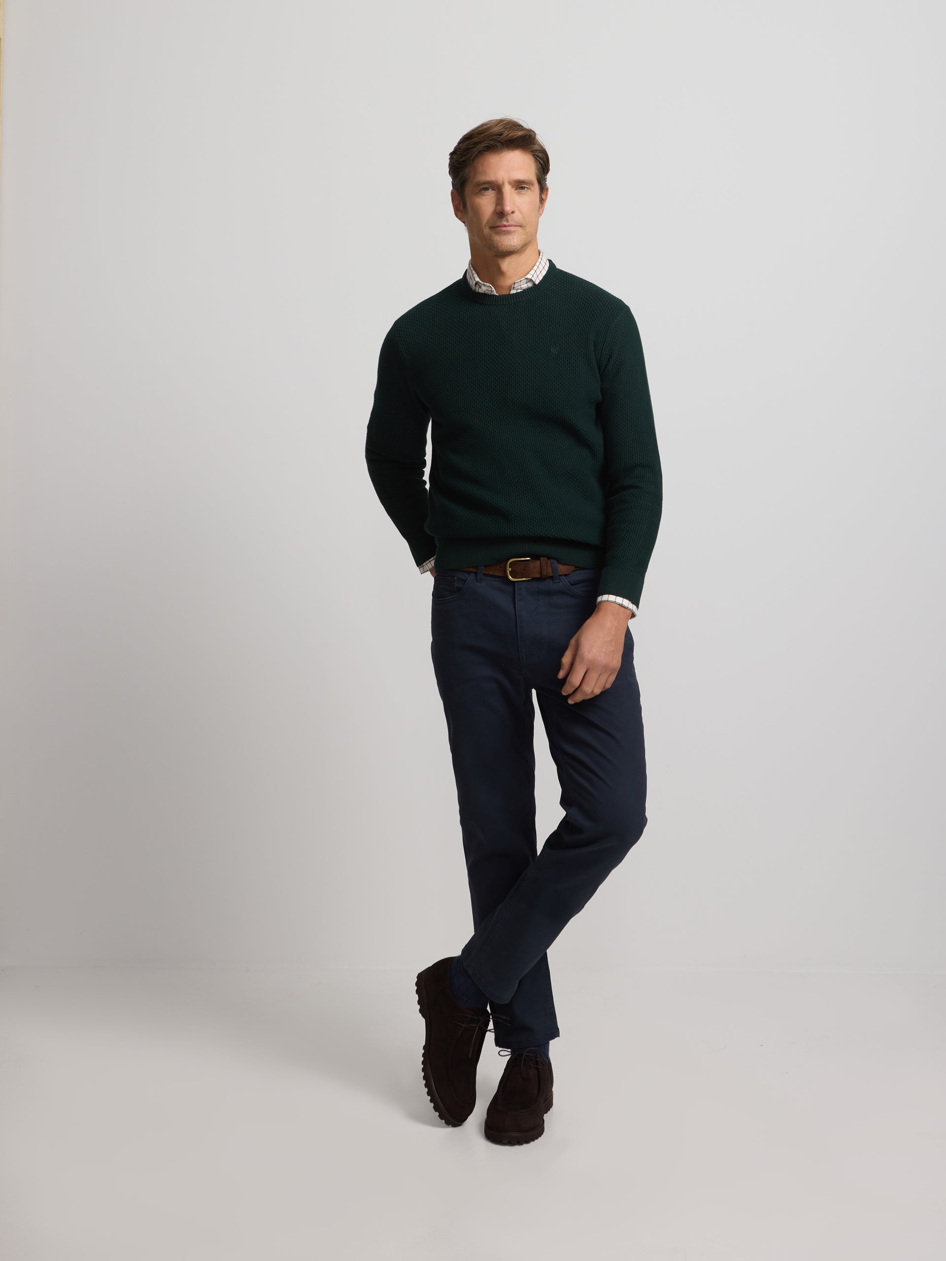 Calças desportivas de cinco bolsos azul-marinho casual