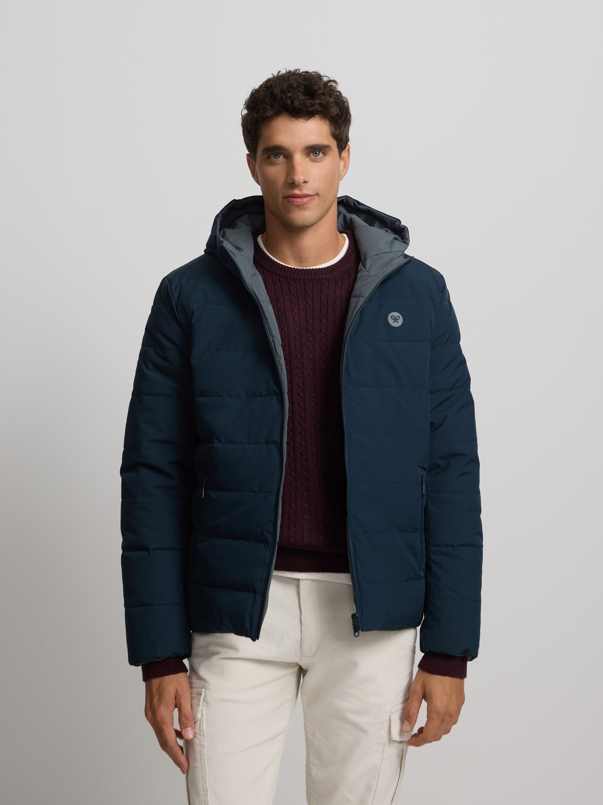 Abrigo tecnico reversible capucha gris marino