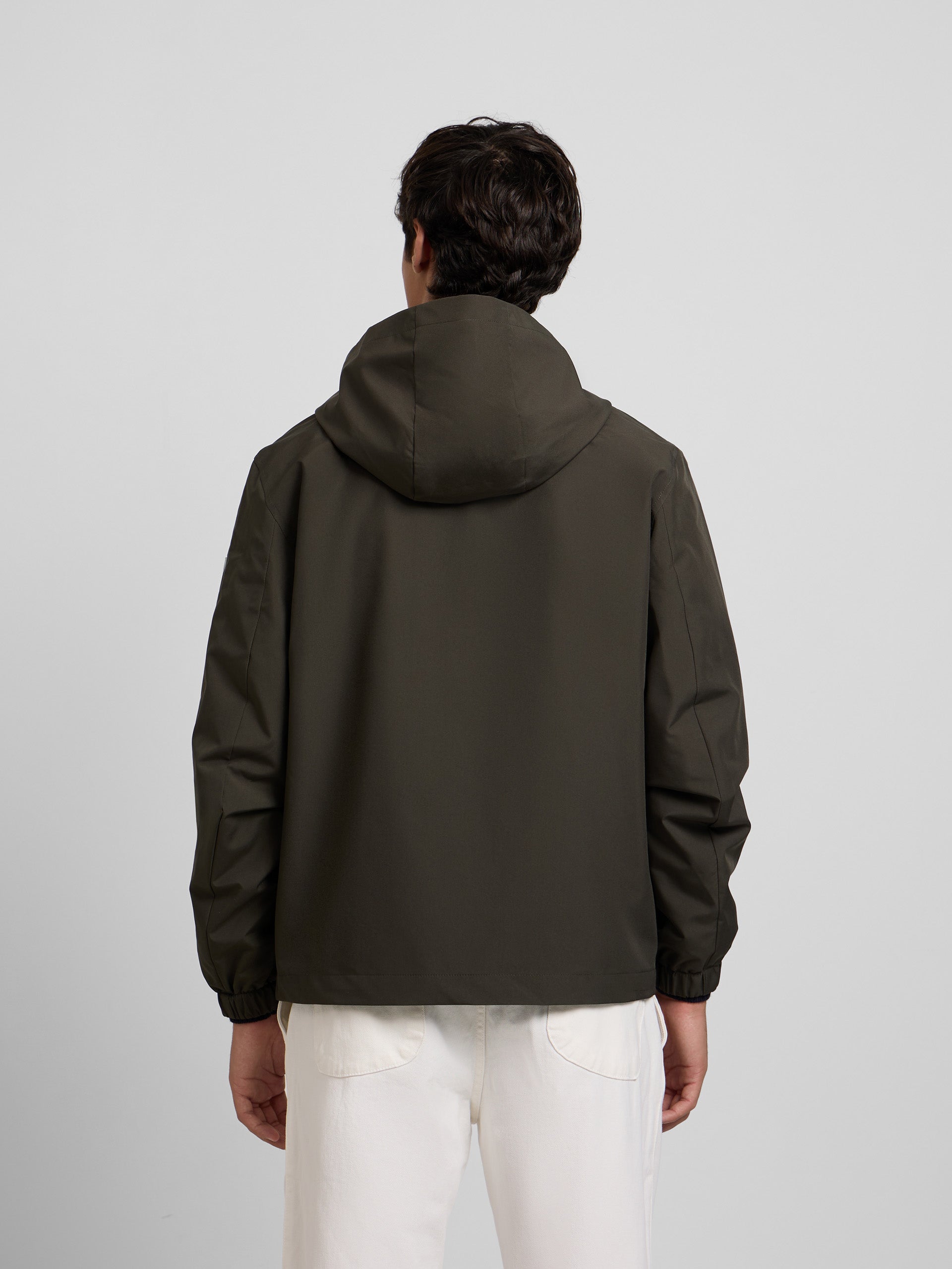 Green windbreaker hooded jacket