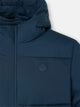 Manteau long matelassé à capuche bleu marine