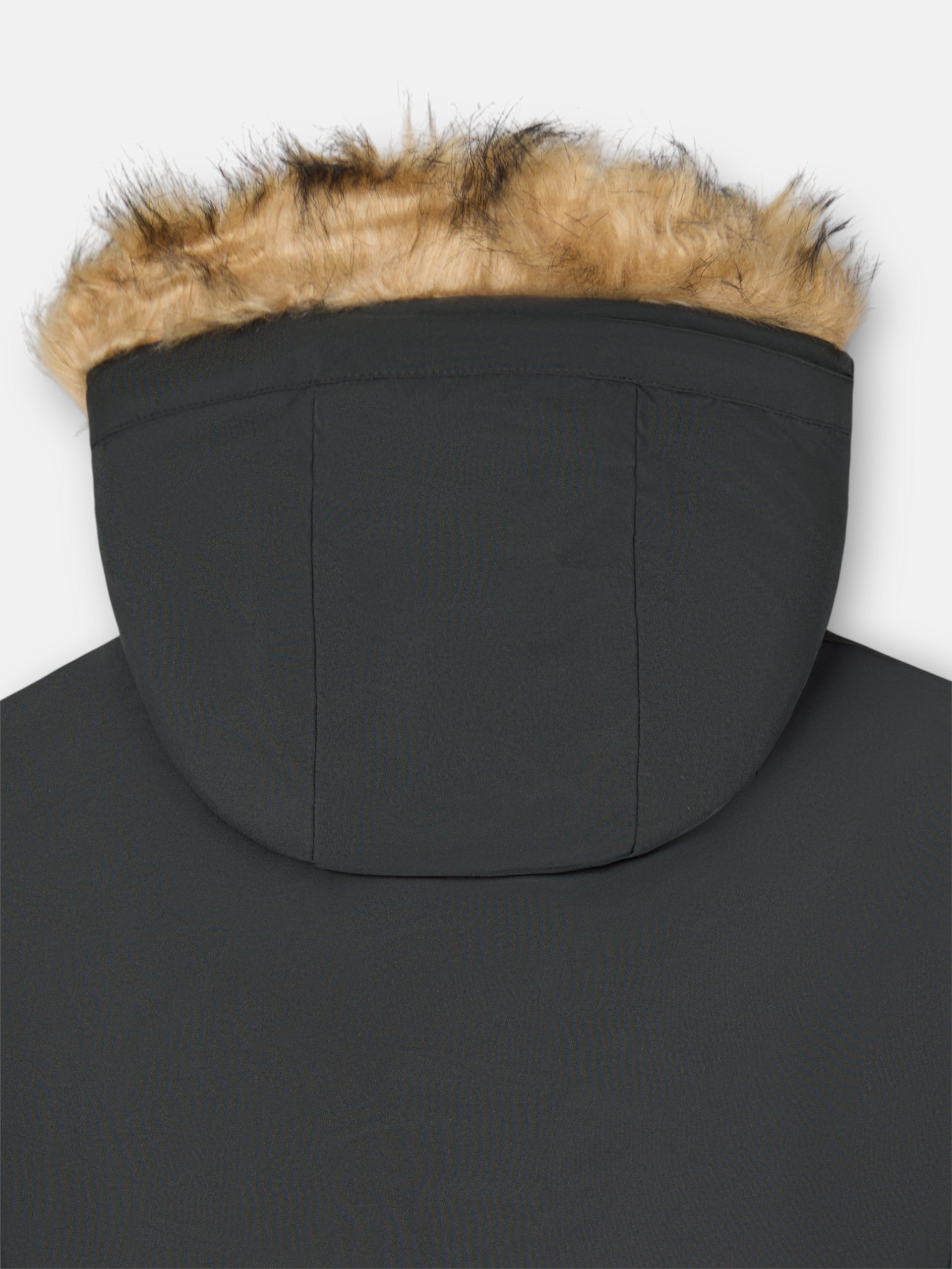 Long technical coat with green hood