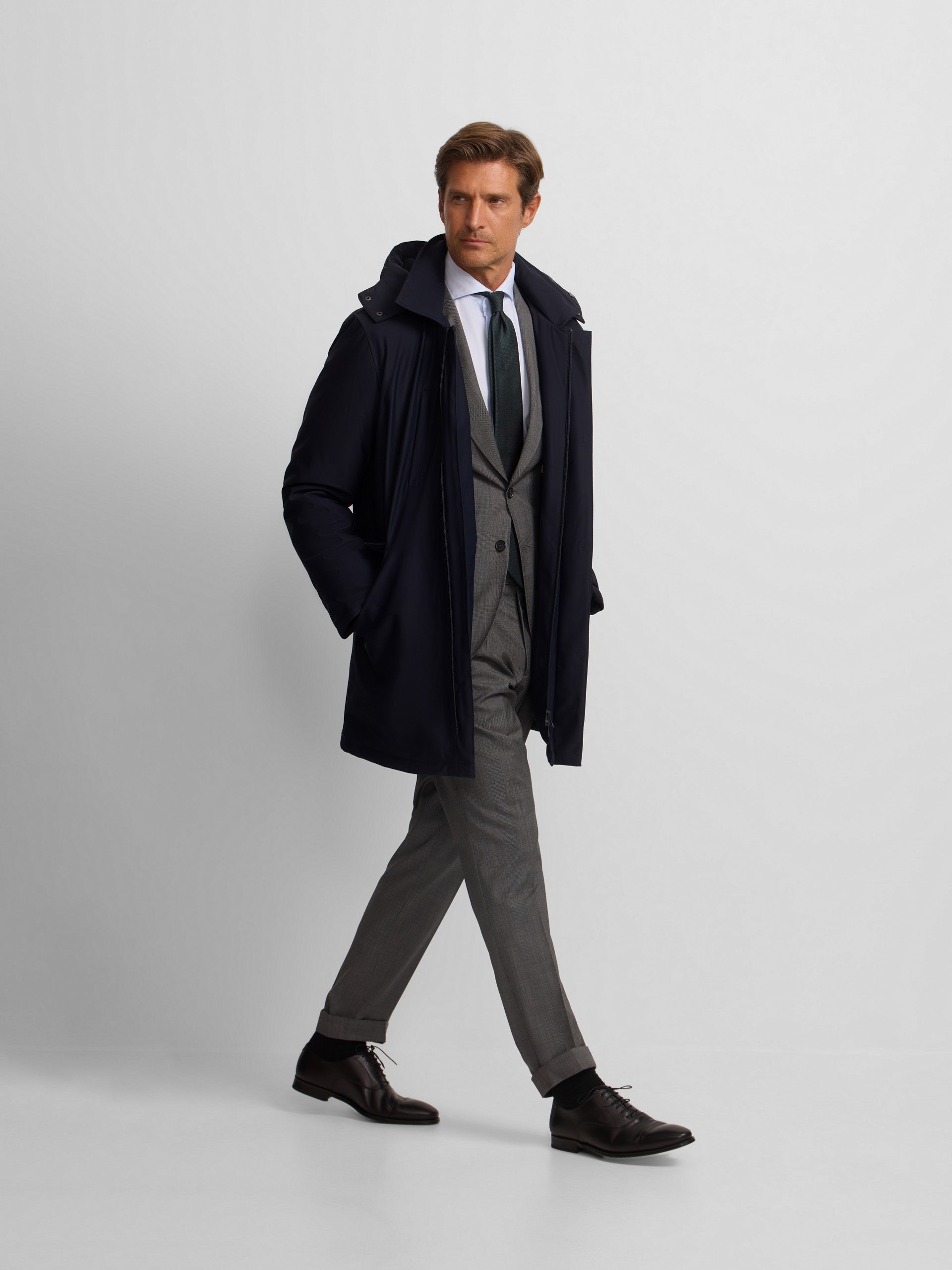 Parka technique de couture bleu marine