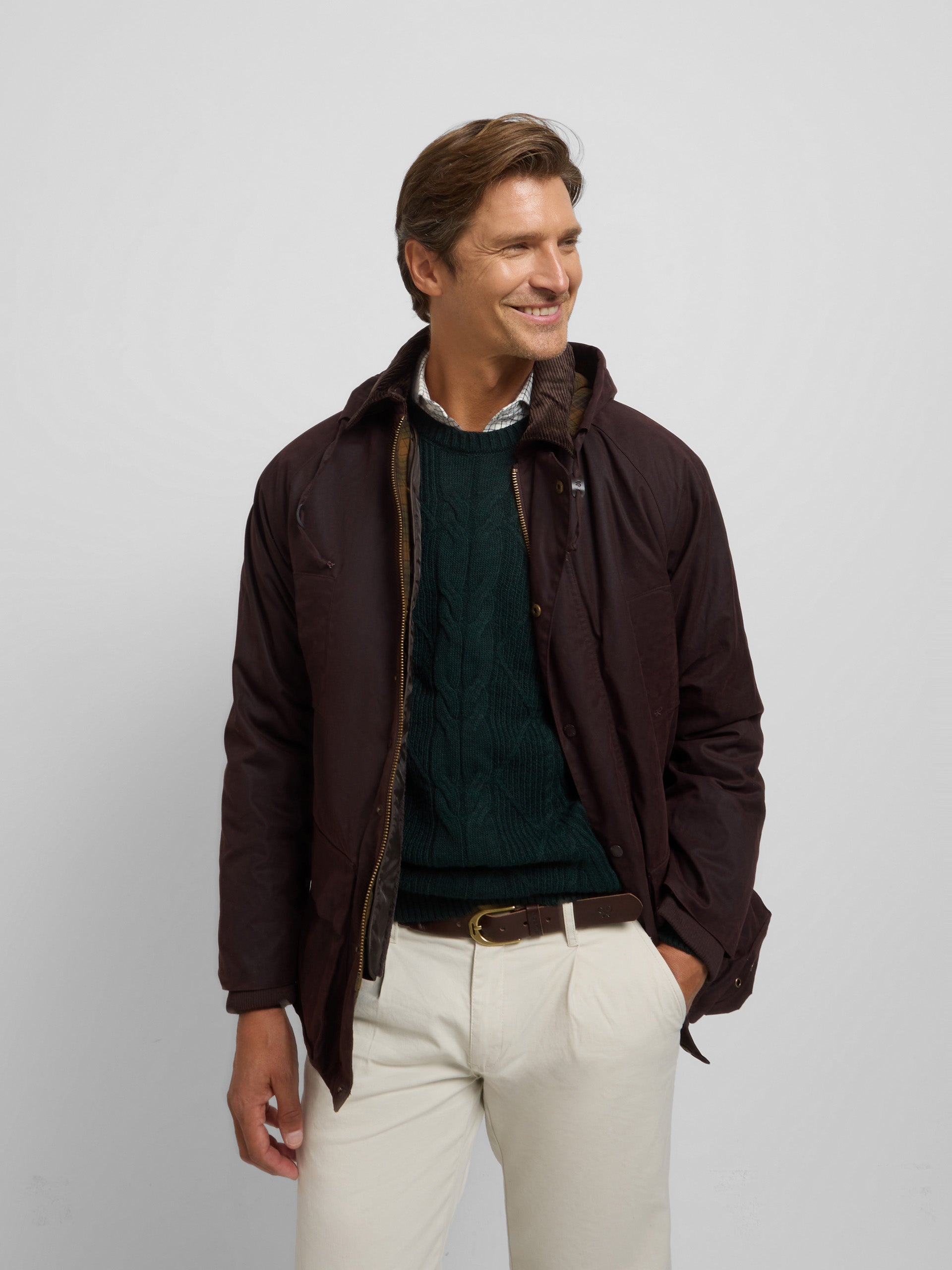 Manteau ciré marron foncé classique