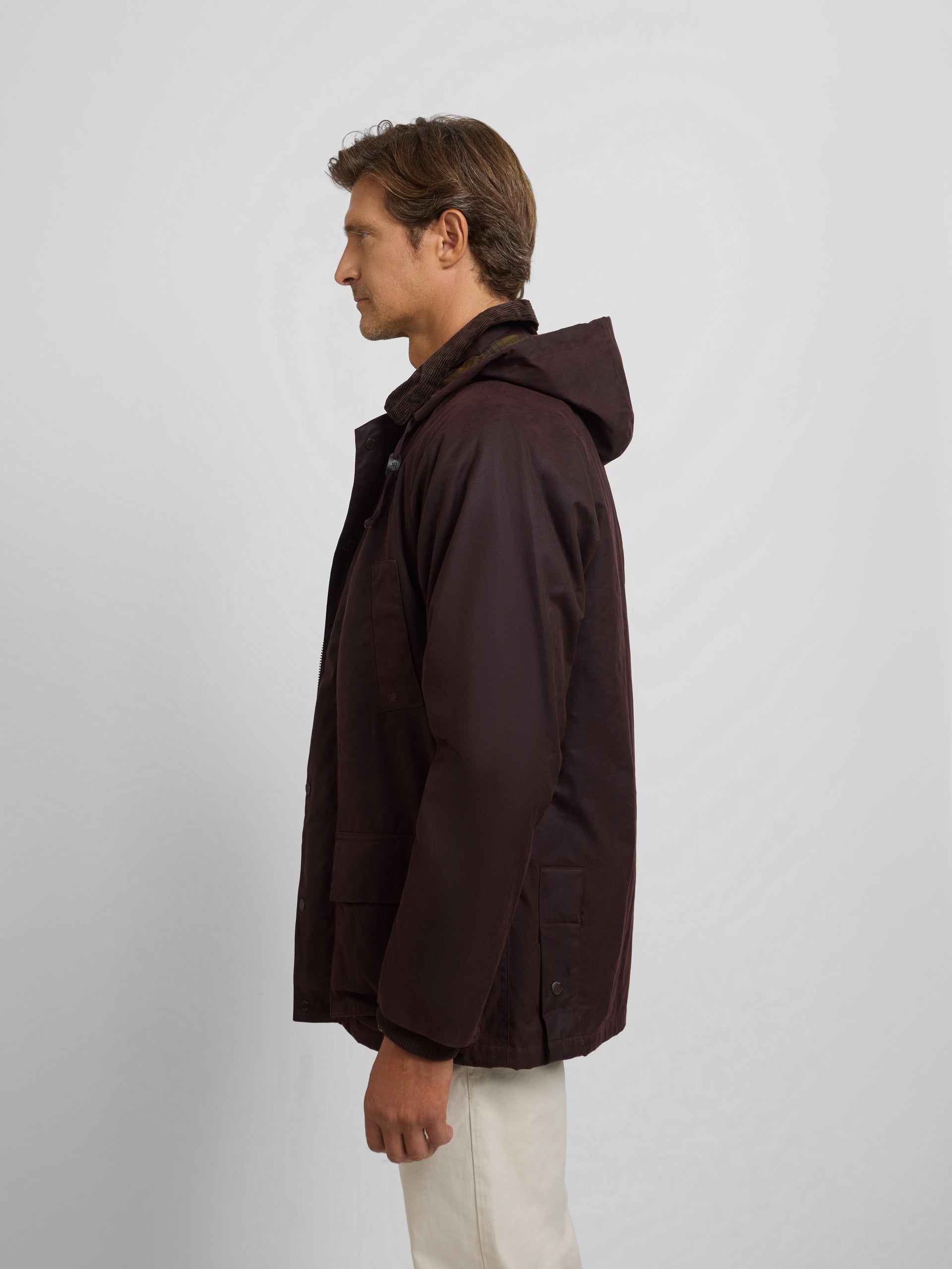 Manteau ciré marron foncé classique