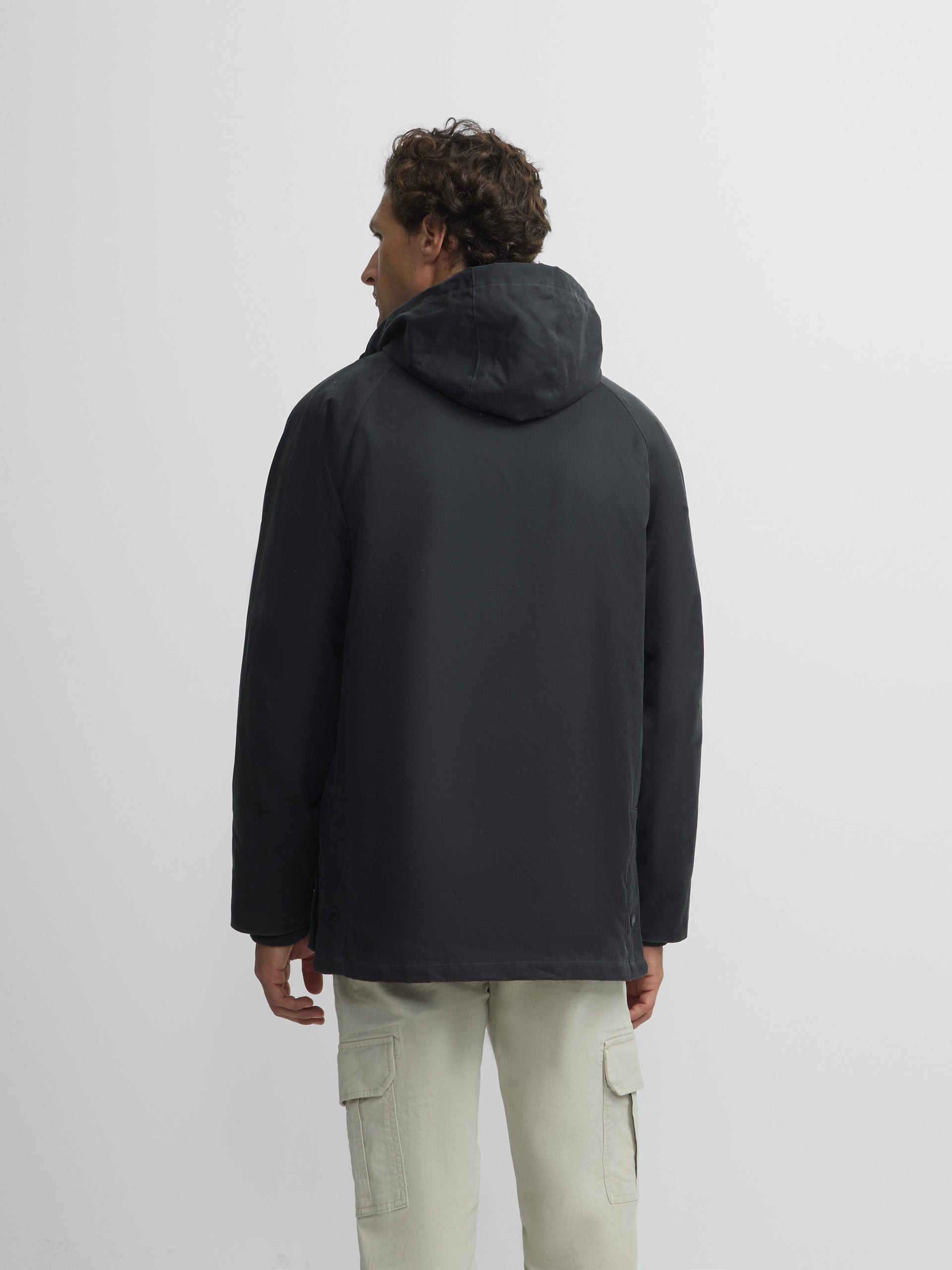 Classic grey-blue waxed coat