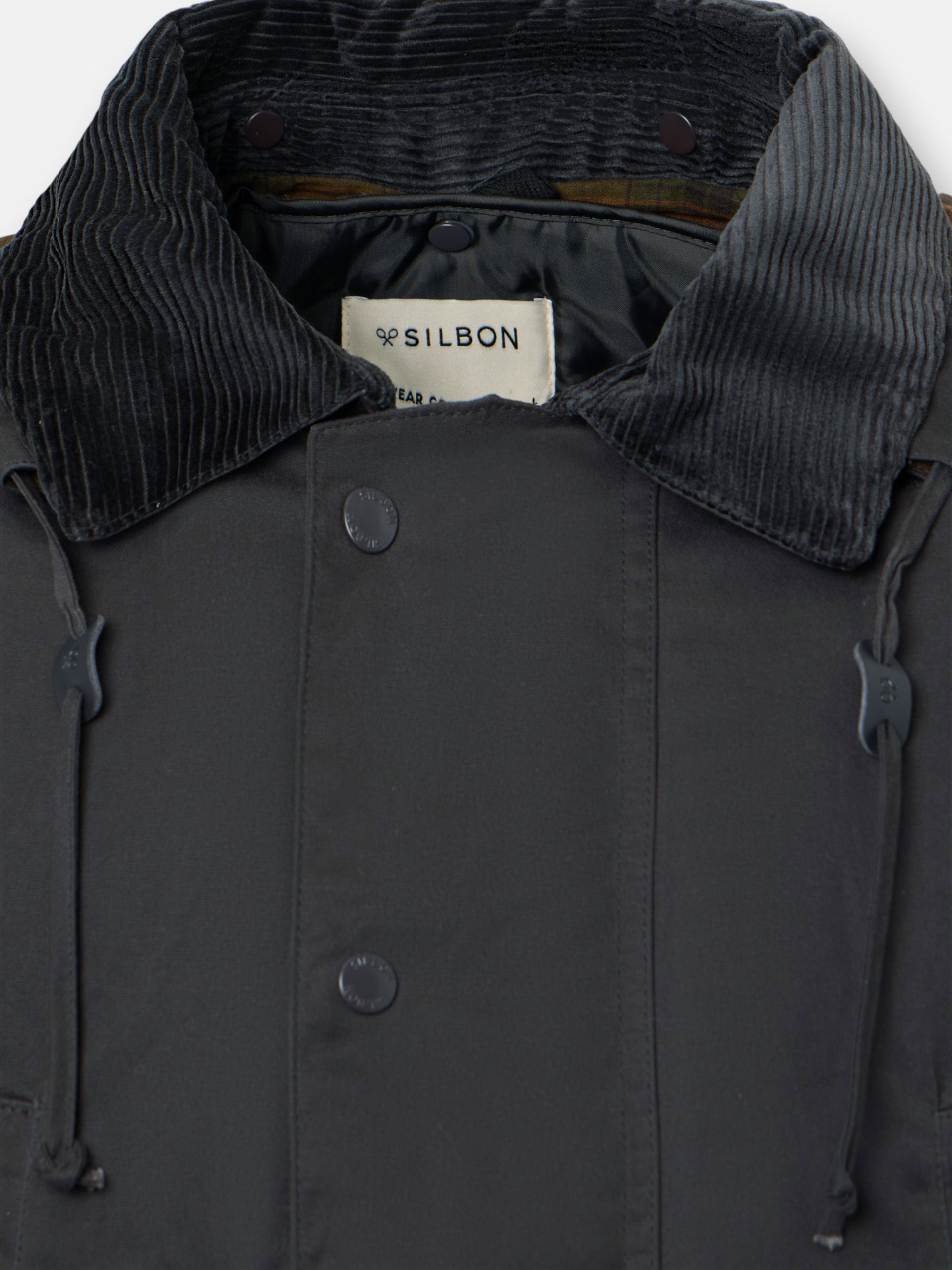 Classic grey-blue waxed coat