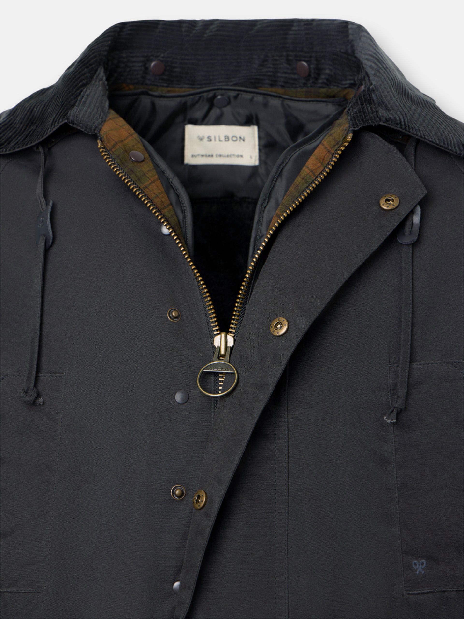 Classic grey-blue waxed coat