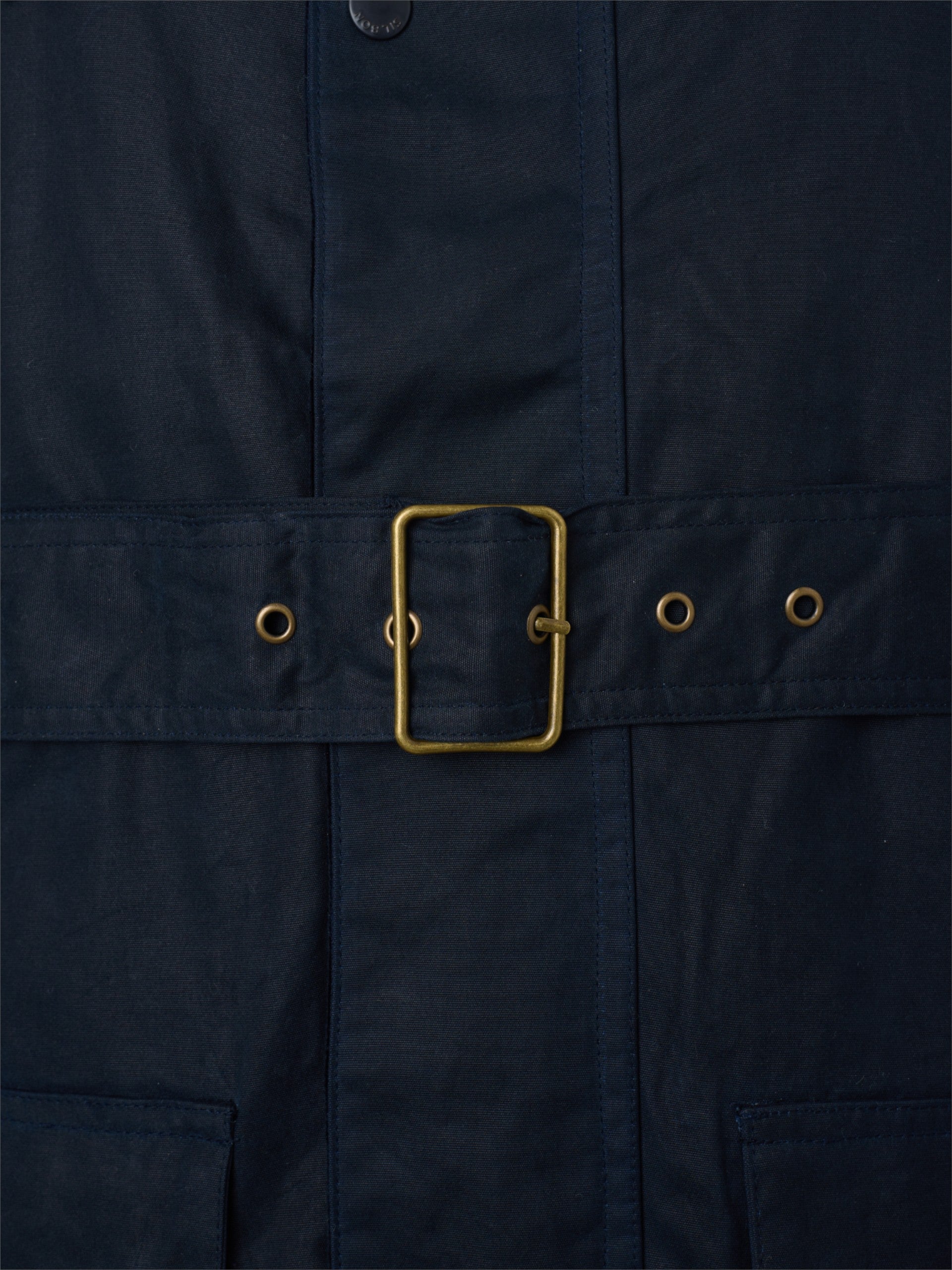 Long navy blue waxed coat