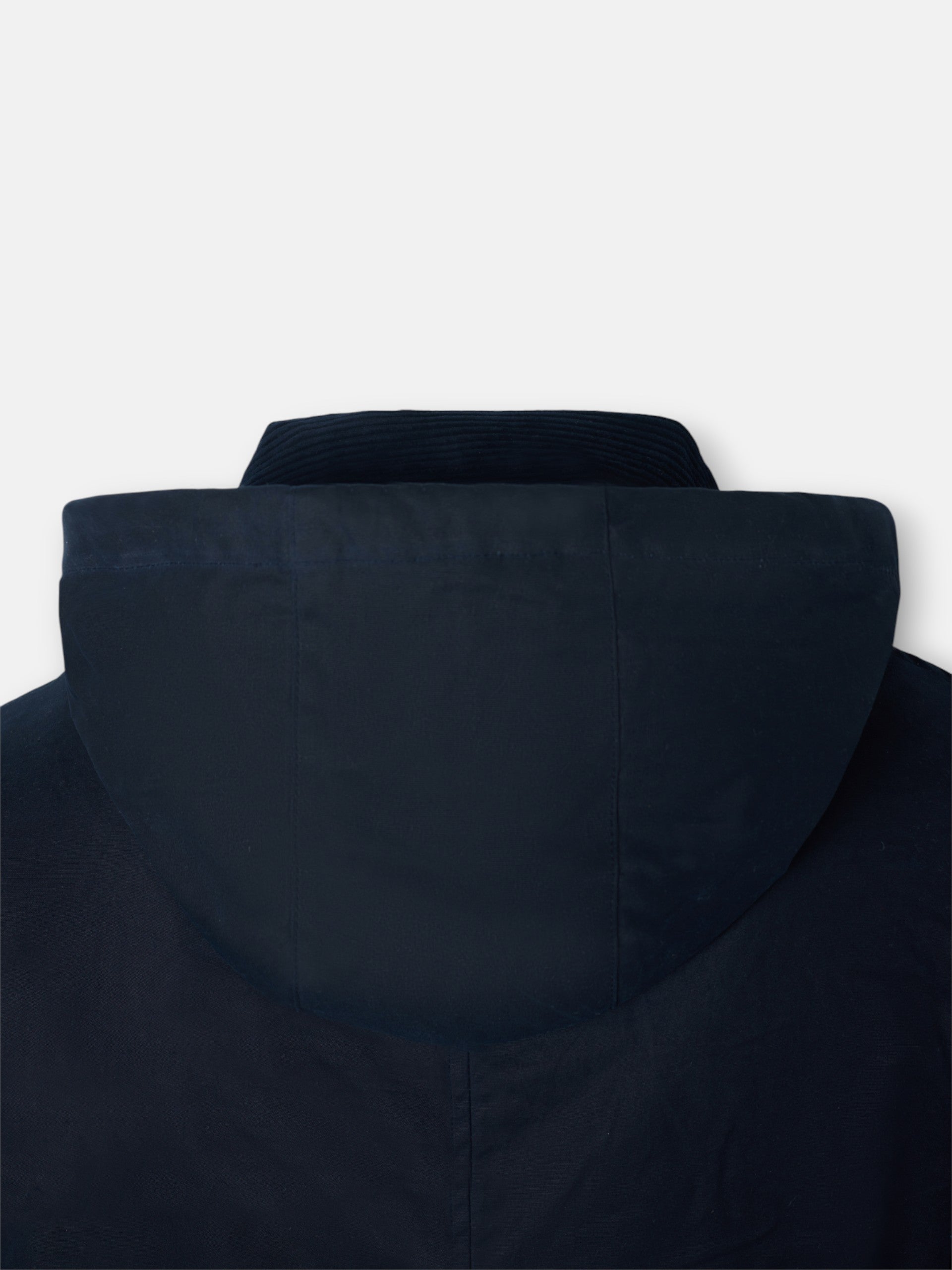 Long navy blue waxed coat