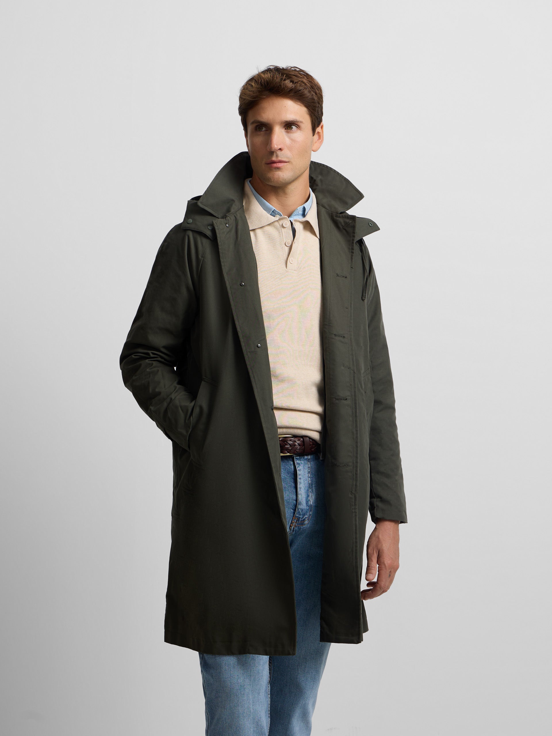 Green trench coat