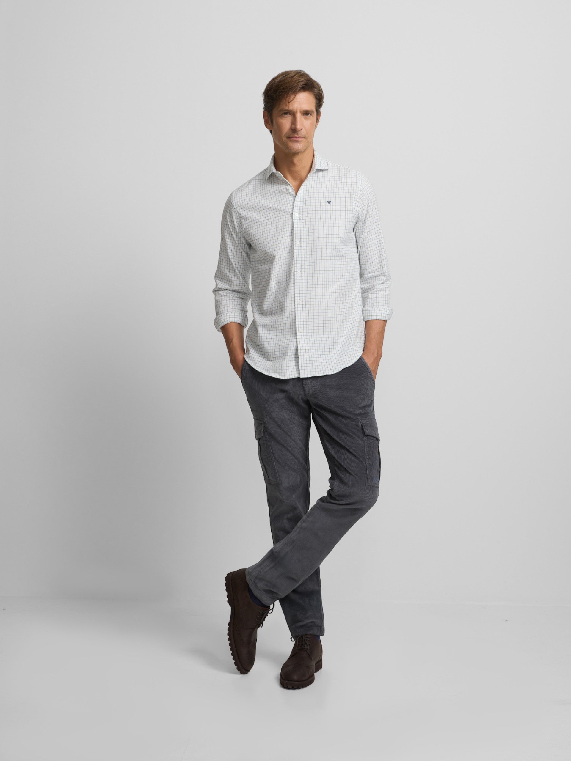 Gray corduroy cargo sport pants