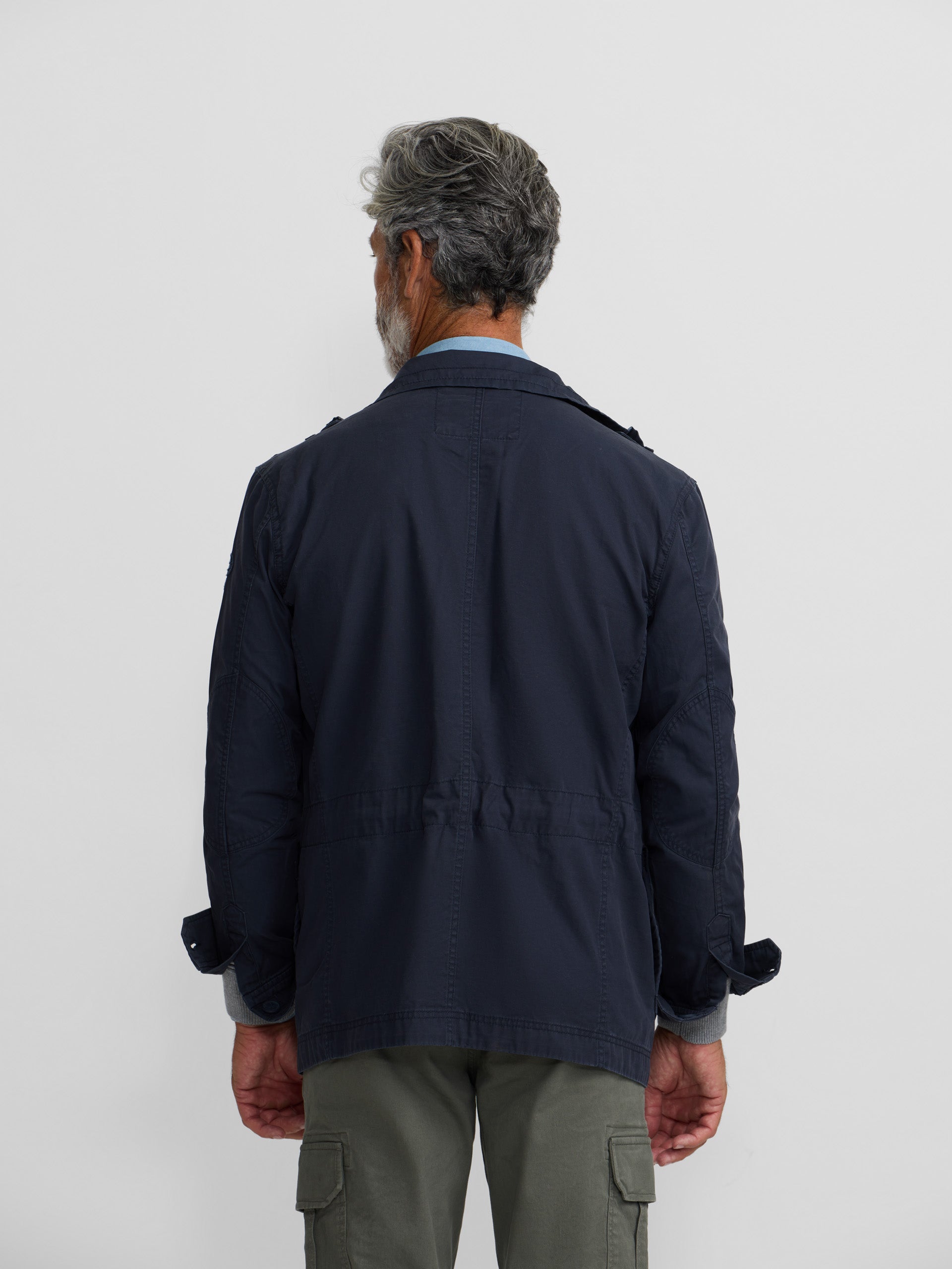 Navy blue dye patch military jacket