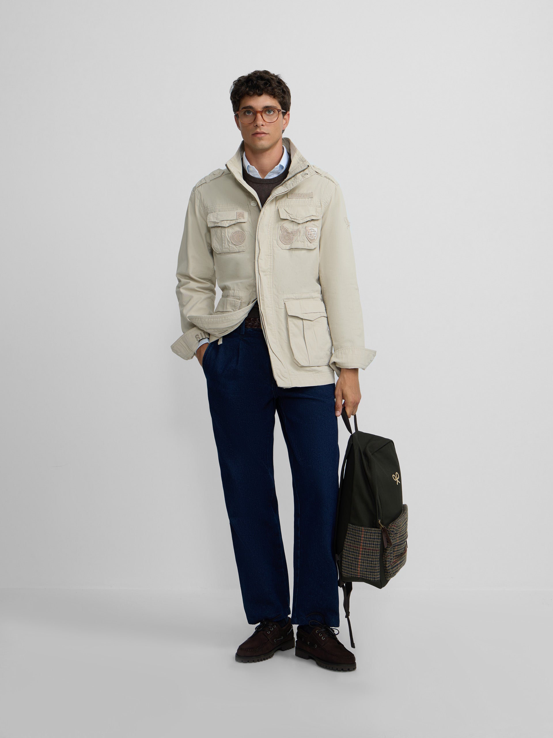 Chaqueta militar parches dye beige