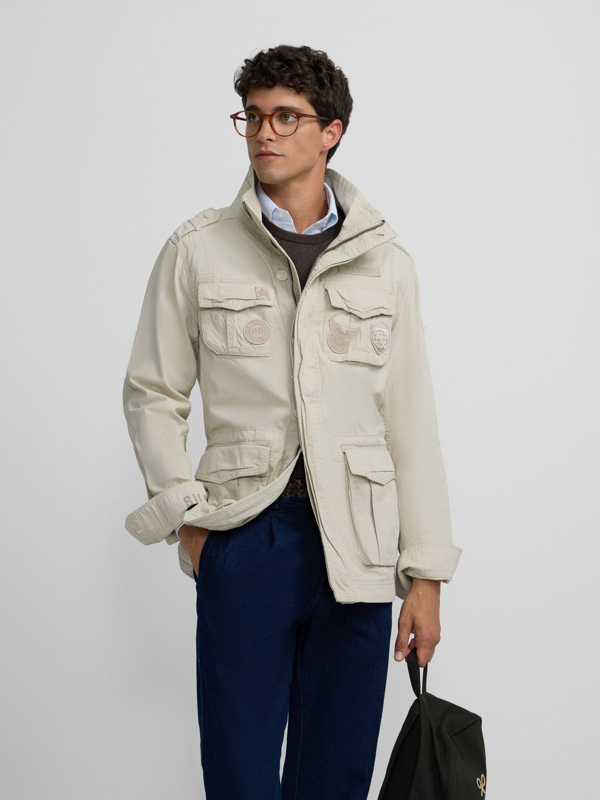Chaqueta militar parches dye beige