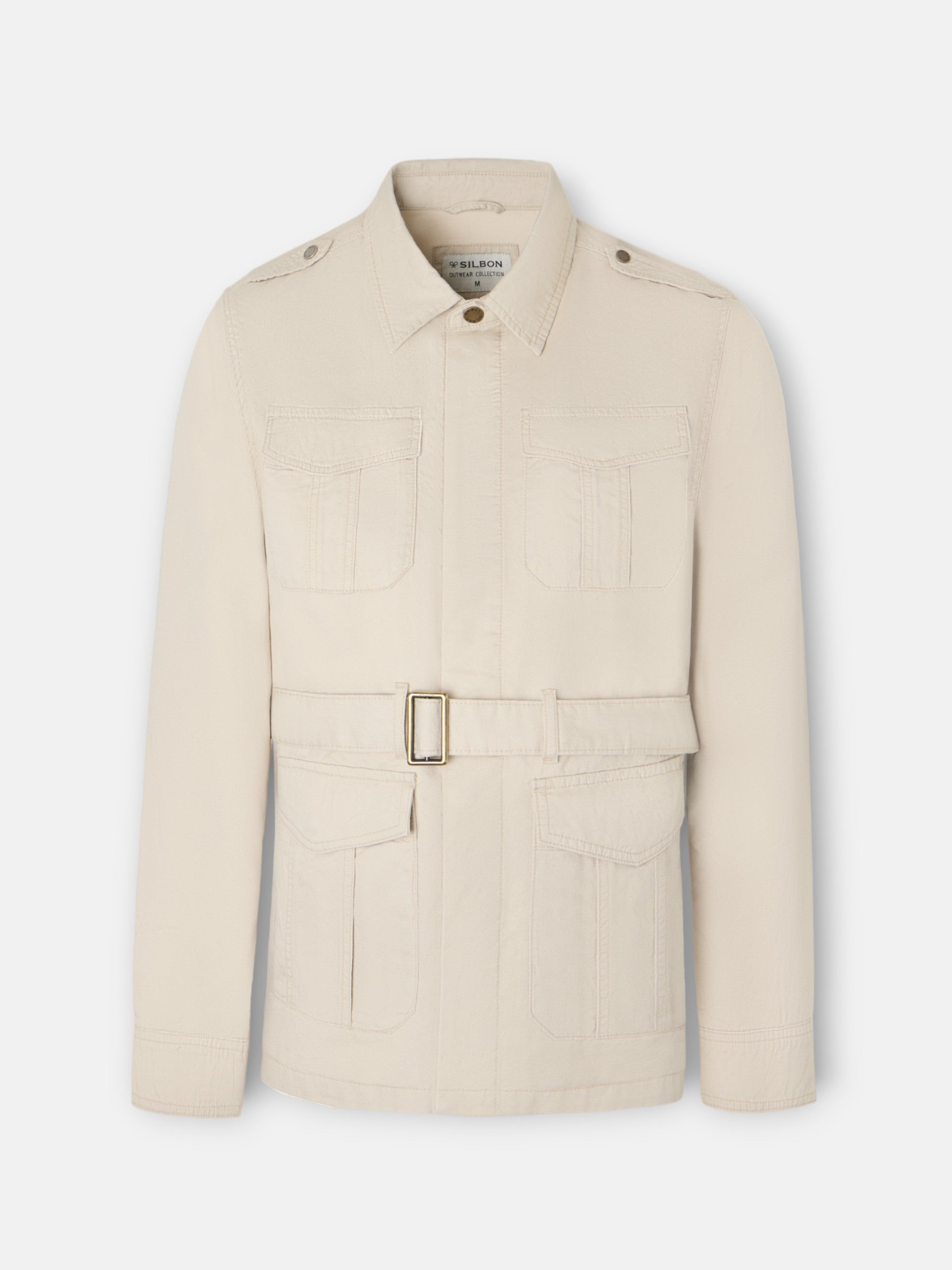 Casaco bege com cinto