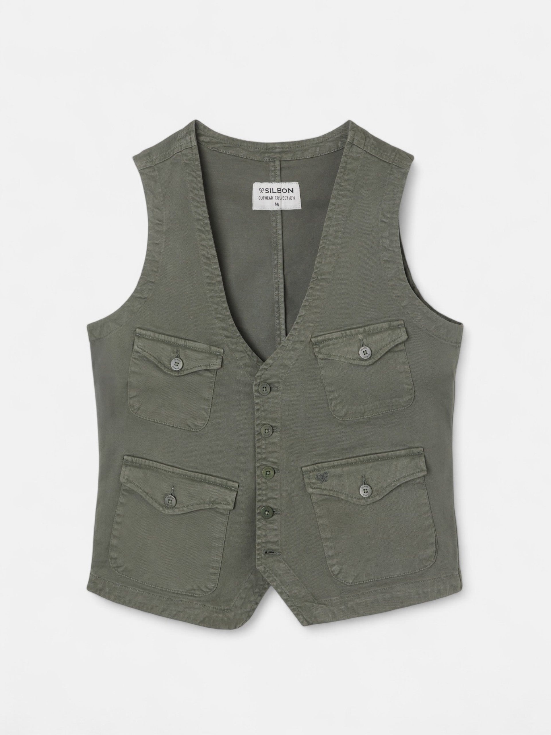 Green multi-pocket vest