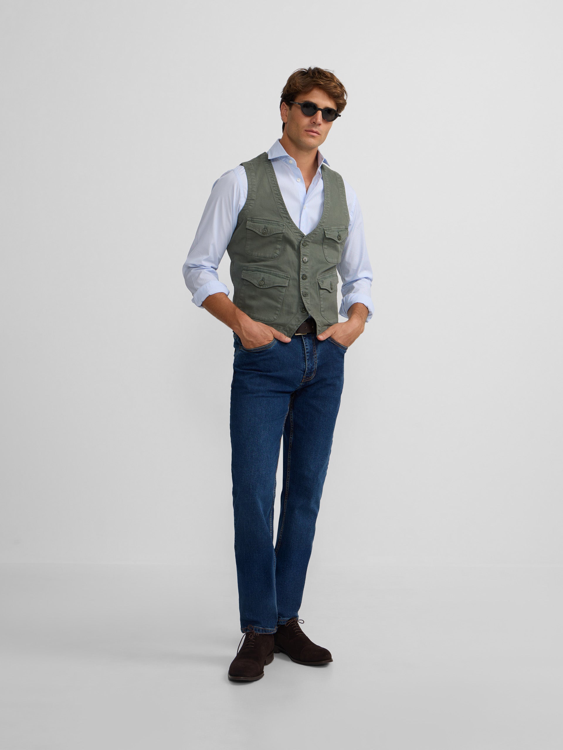 Green multi-pocket vest