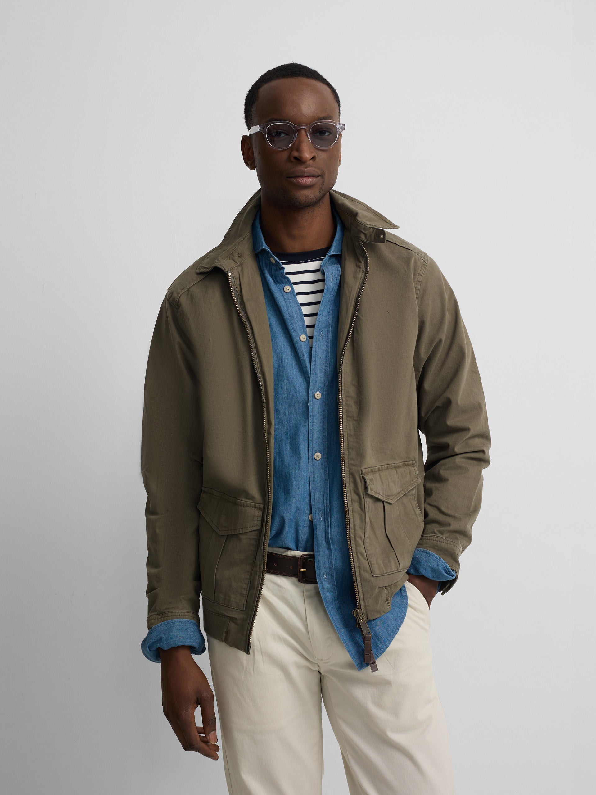 Garment dye khaki jacket