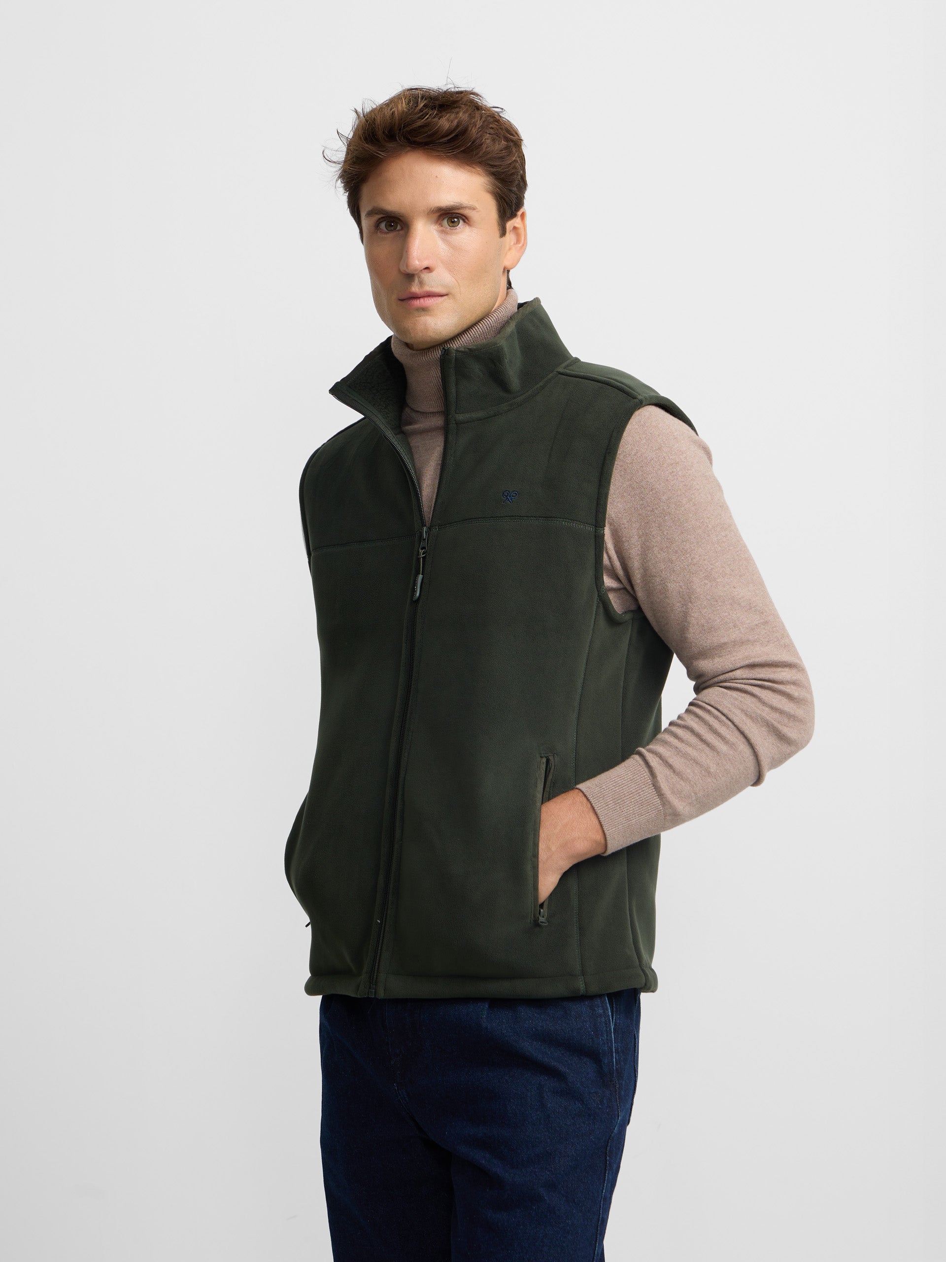 Chaleco polar clasico verde