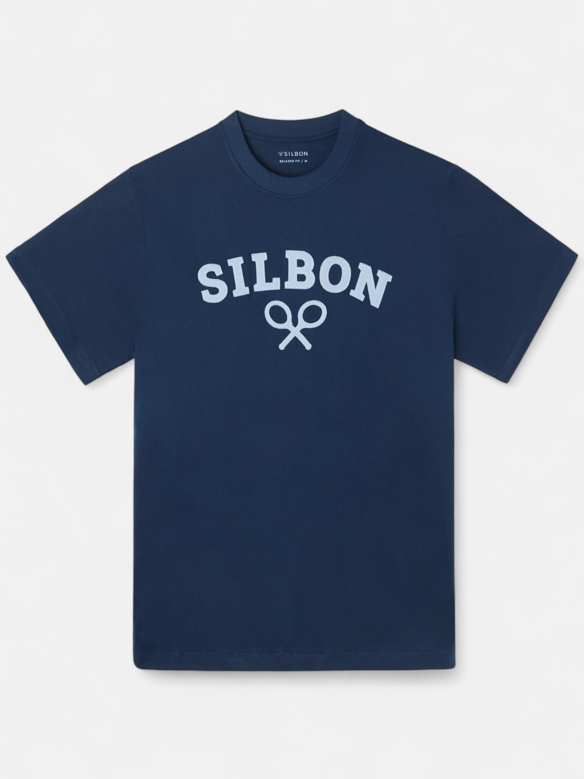 Relaxed fit medium racket navy blue t-shirt