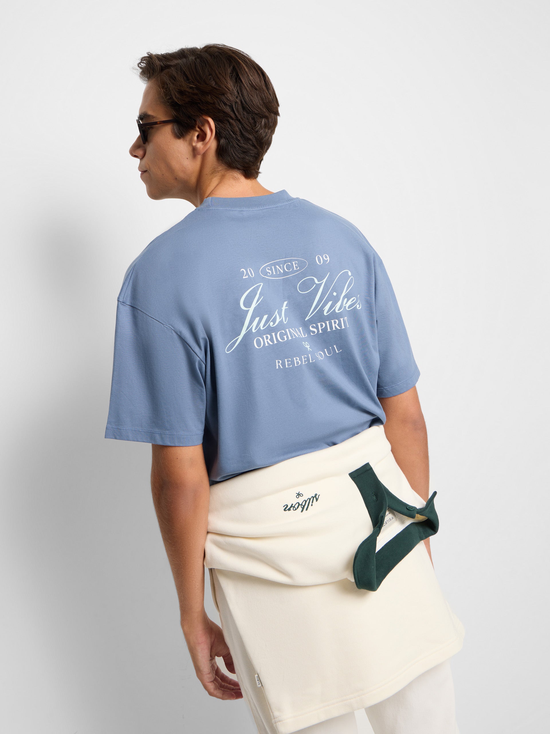 Relaxed just vibes blue t-shirt