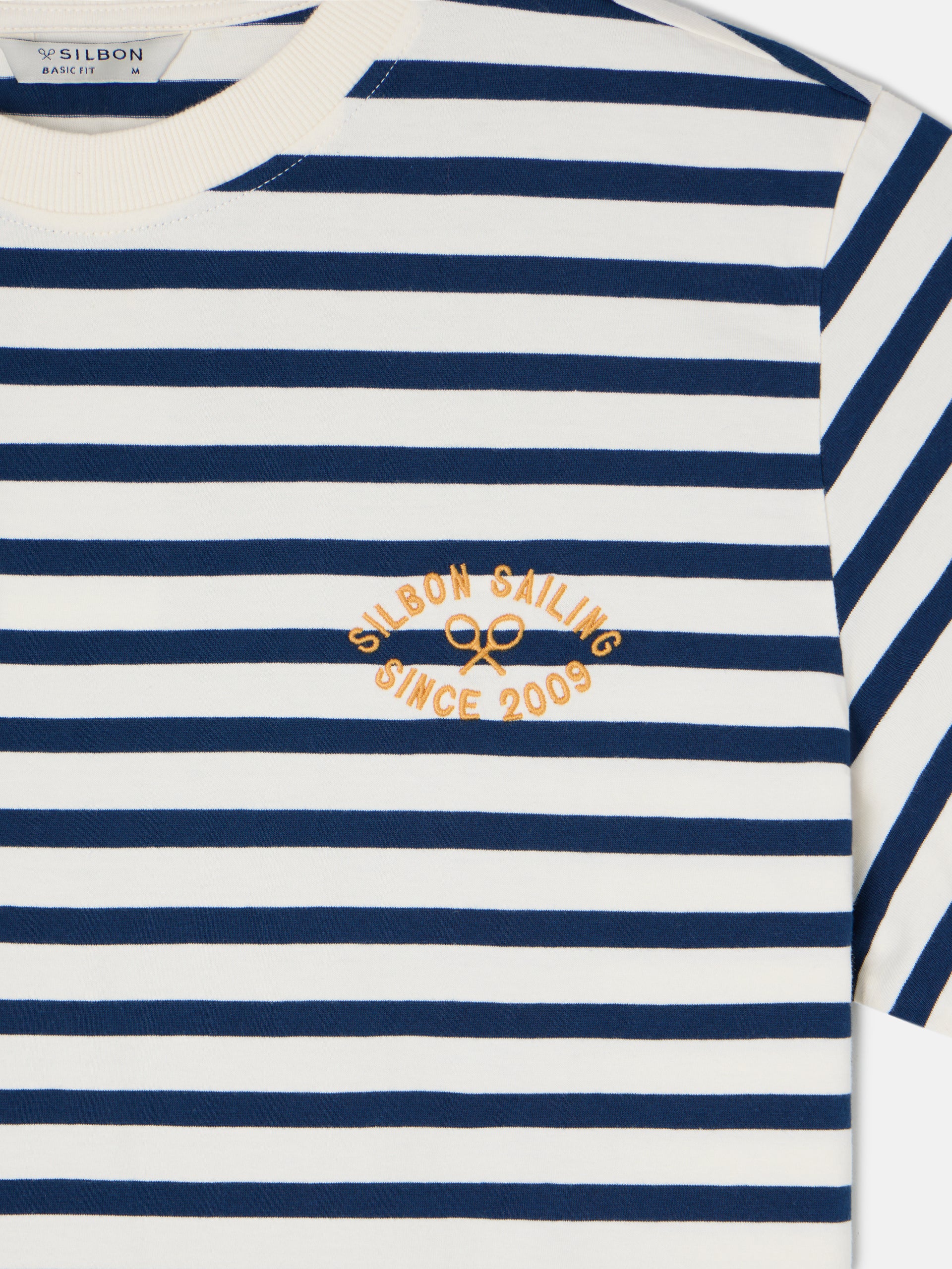 Navy blue mid-stripe T-shirt