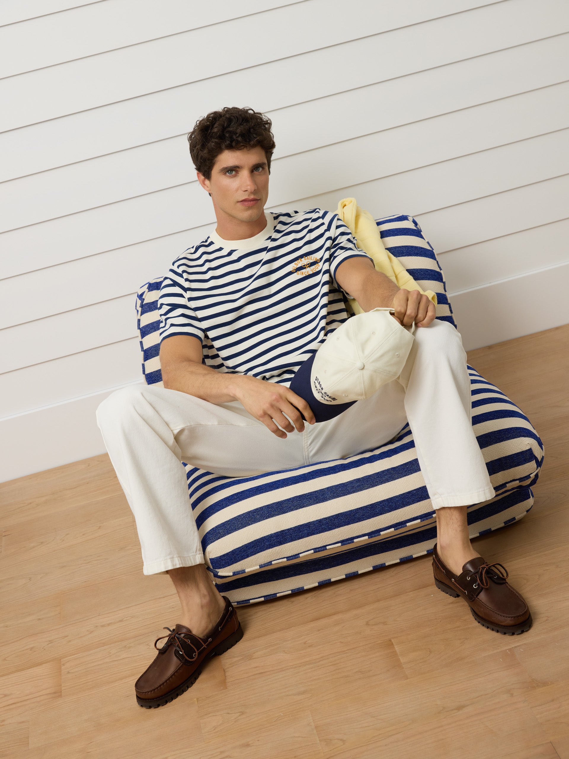 Navy blue mid-stripe T-shirt