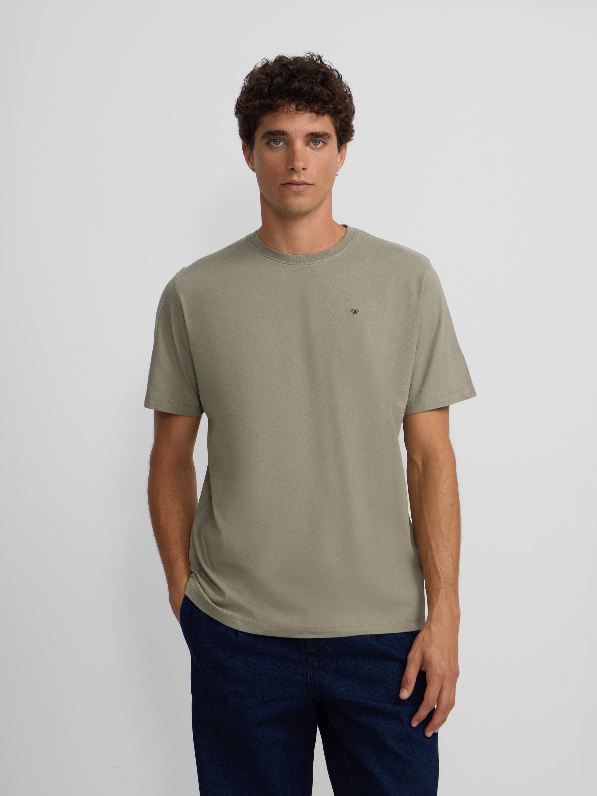 Camiseta silbon minilogo verde
