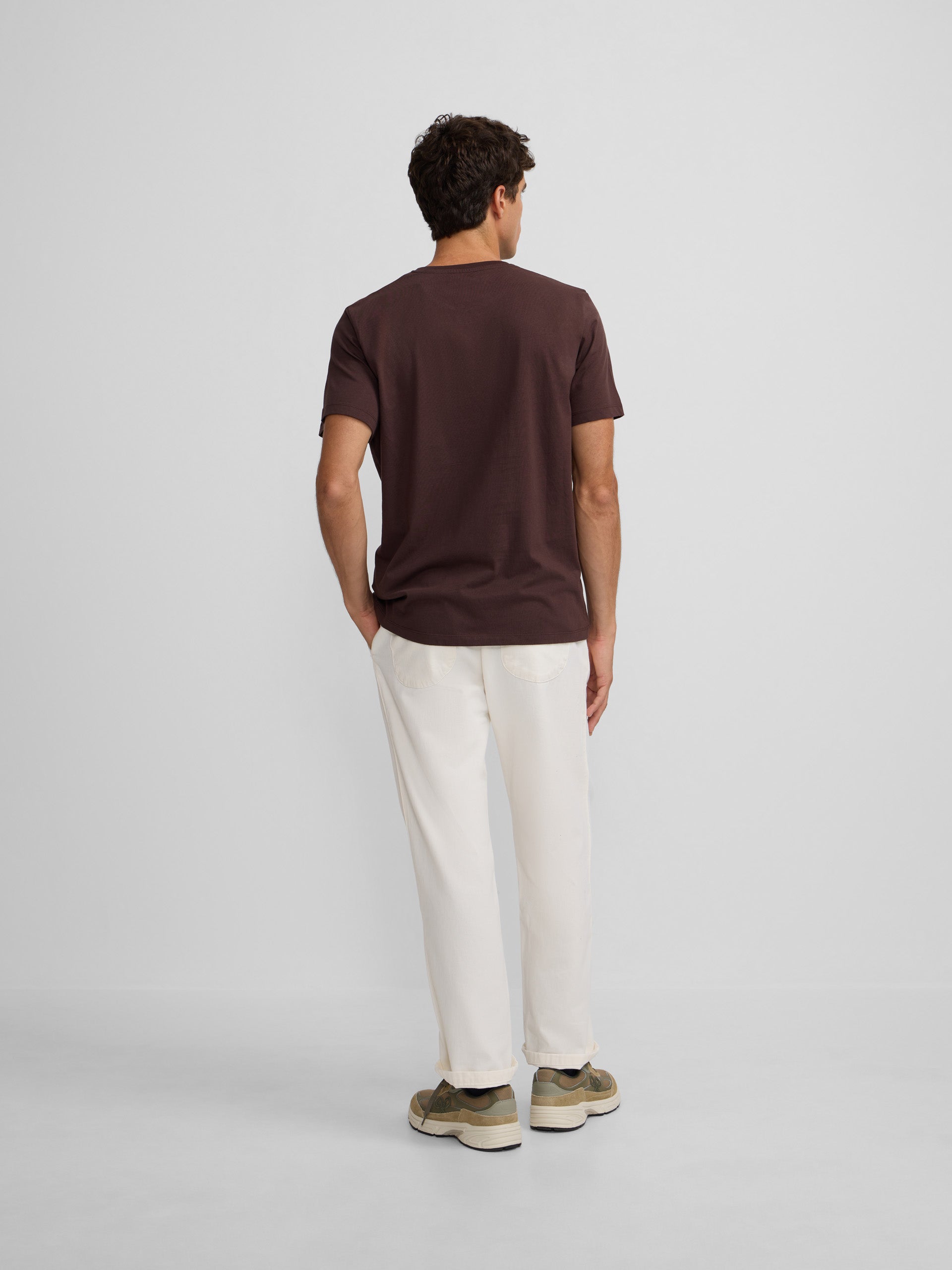 Camiseta silbon minilogo marron