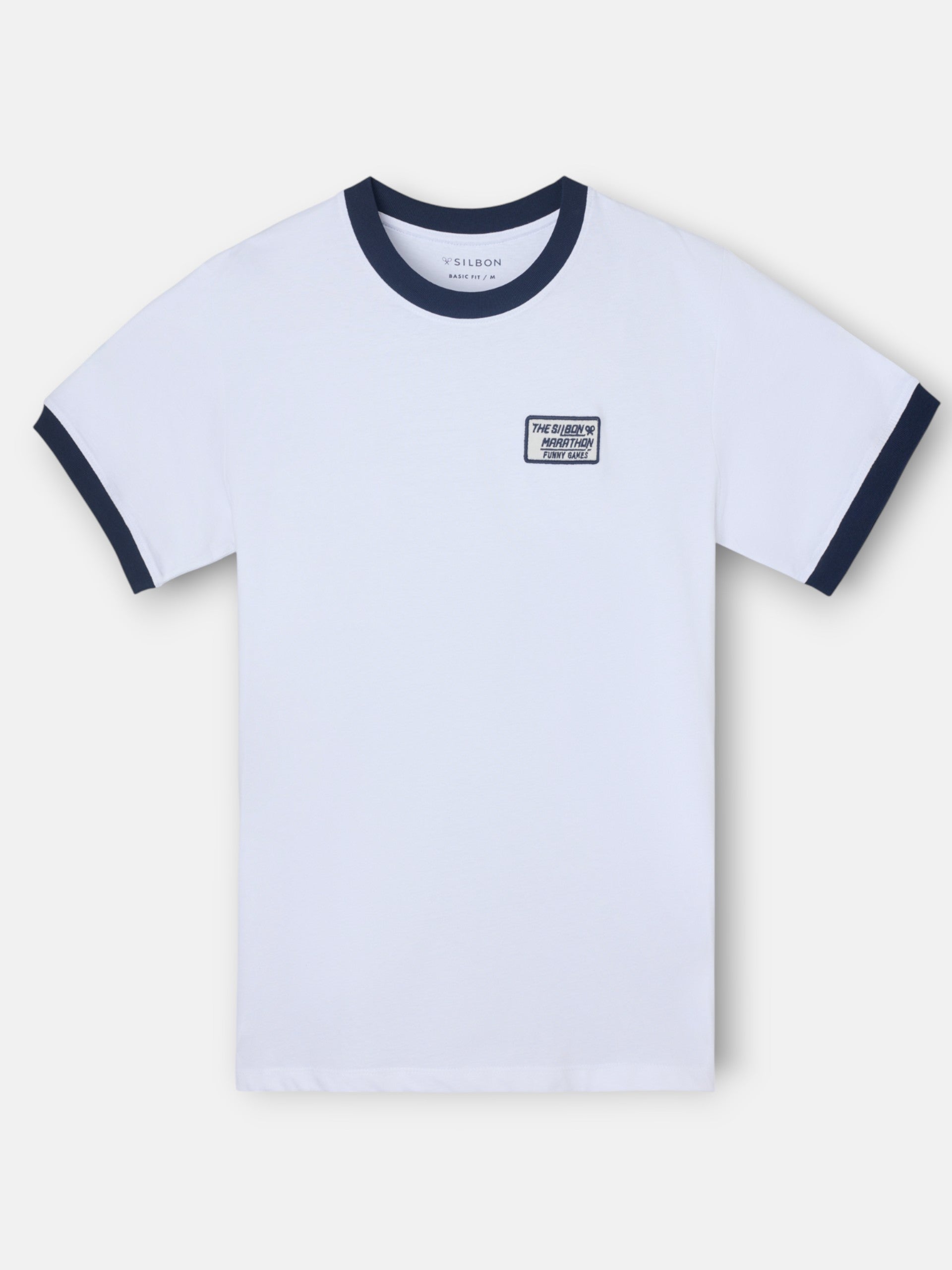 Camiseta silbon retro patch blanca